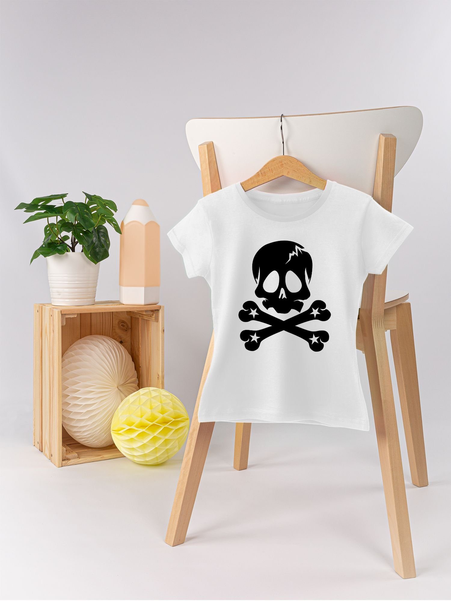 Sterne T-Shirt Kindermotive Totenkopf 3 Weiß Shirtracer