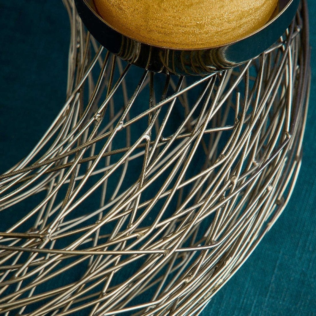 Macosa Home Adventskranz Silber Edelstahl Metall 28 cm modern Elegantes Adventsgesteck, 4 Kerzenhalter Tisch-Dekoration Advent