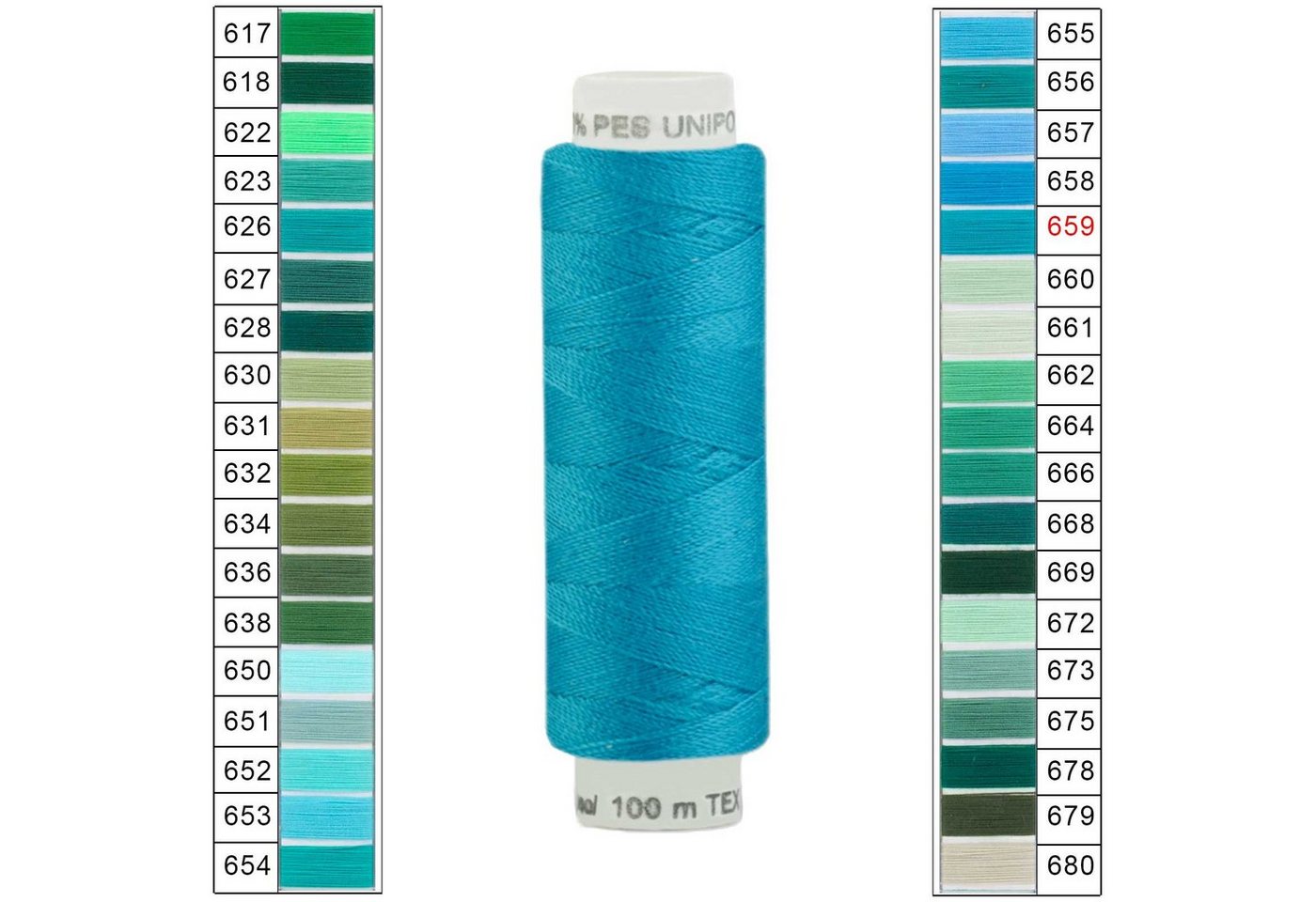 Thumbnail - maDDma Nähgarn 100m Unipoly 120 TEX14x2 4v6 Farbwahl Nähgarn, 100 m, 659