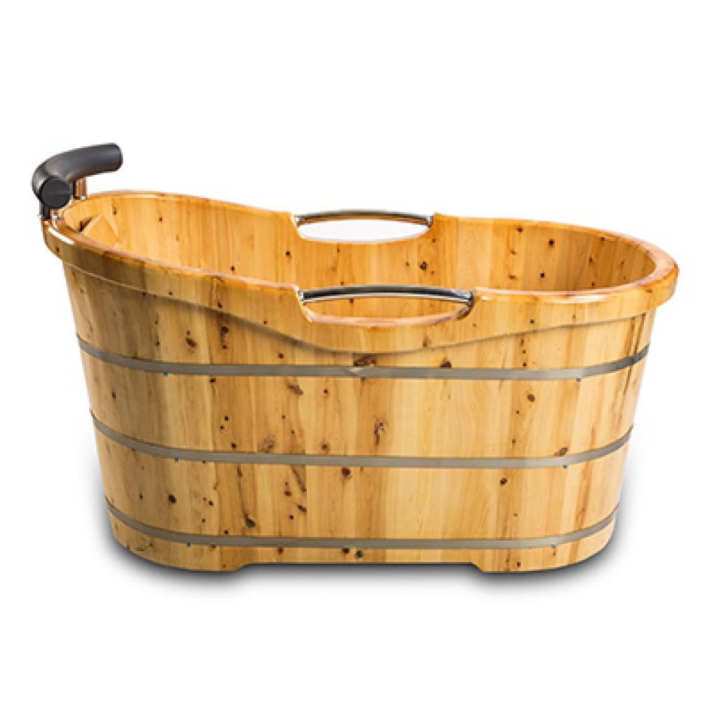 PureHaven Badewanne freistehende Holzbadewanne Luzern 135x67 cm