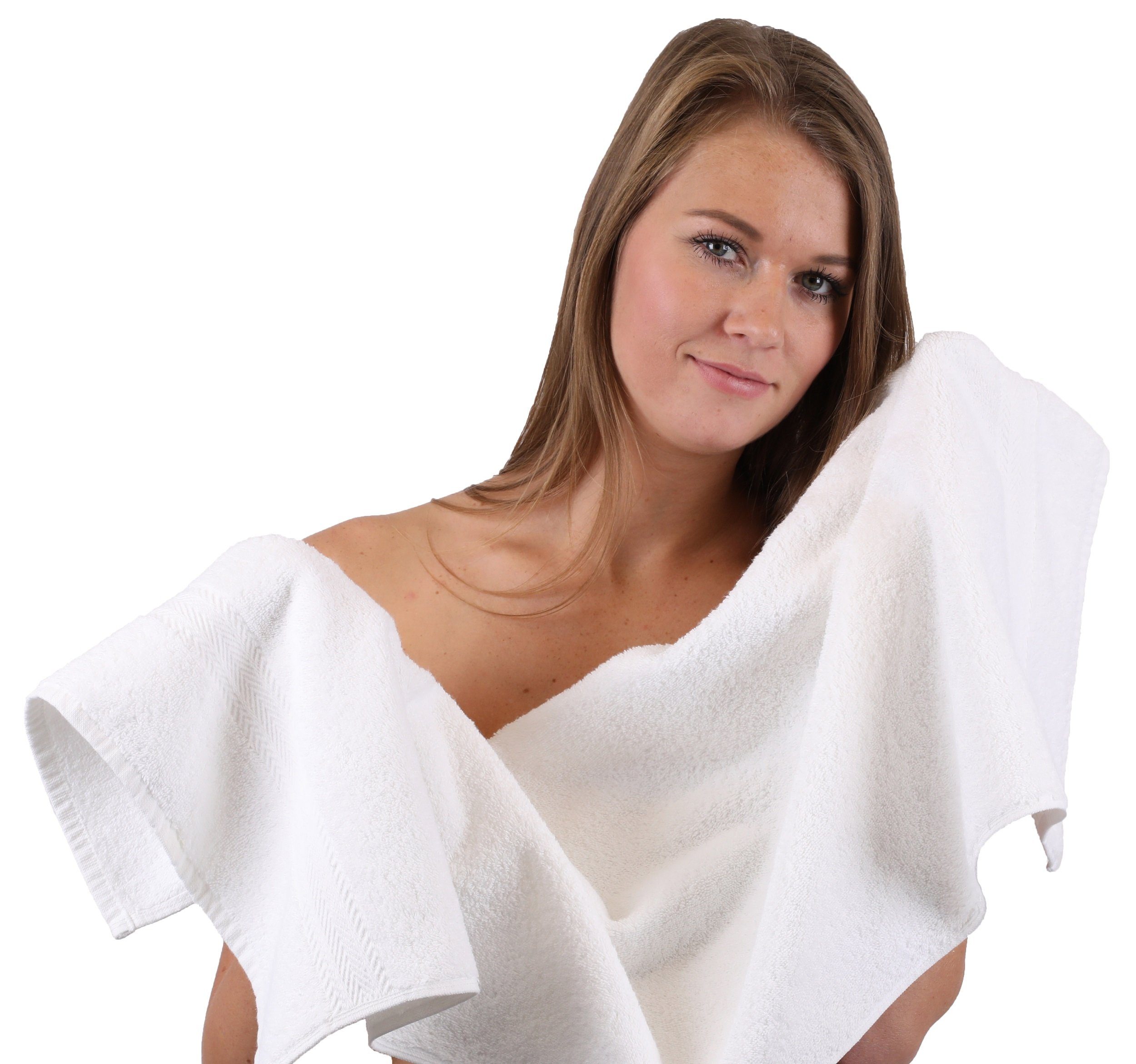 Handtücher 4 Handtücher Farbe Stück Betz apfelgrün, Baumwolle Handtücher weiß und Premium 100% 4