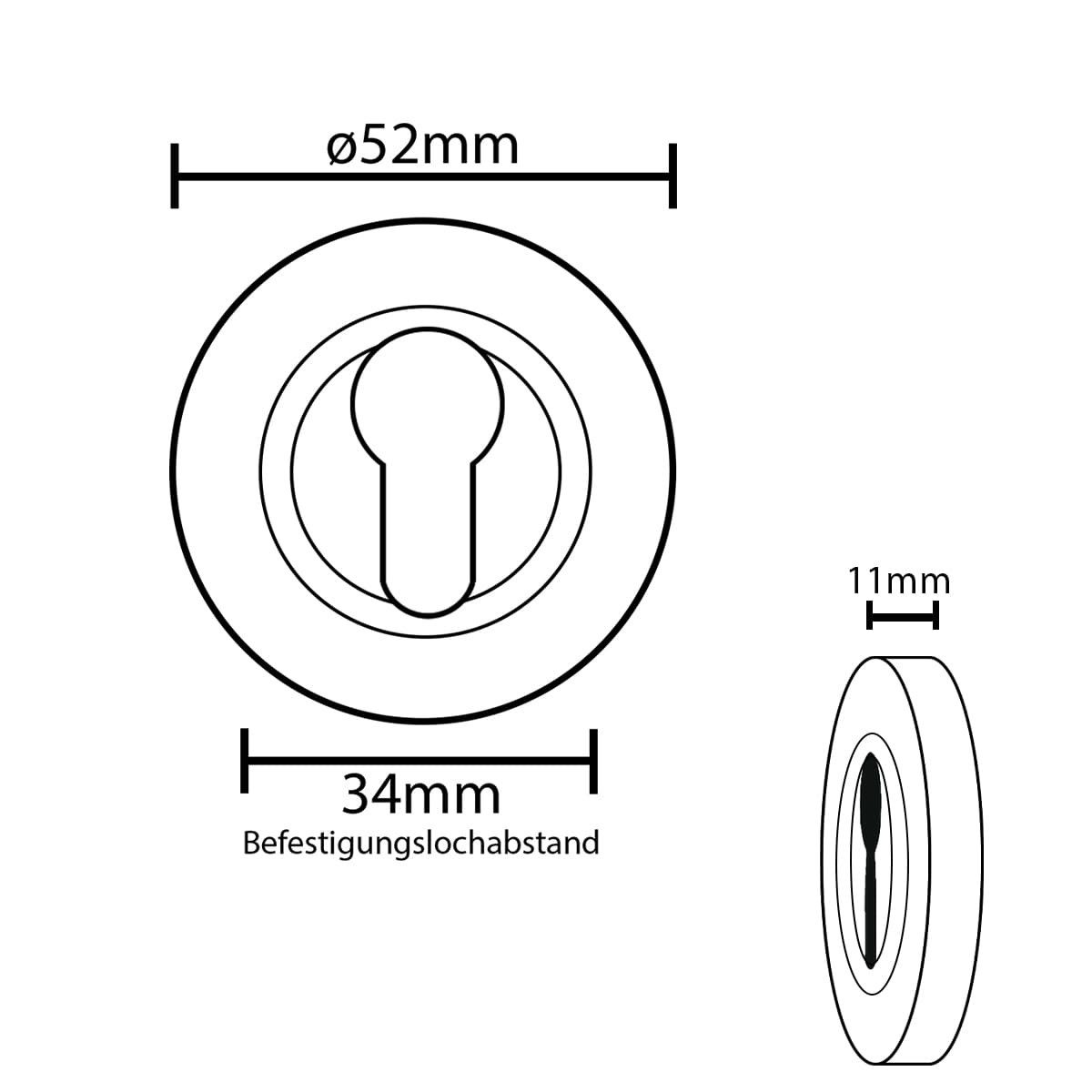 MS Beschläge Türbeschlag Türrosetten Chrom glänzend - Schlossrosetten PZ, Metall Rosettenpaar rund Ø 52mm