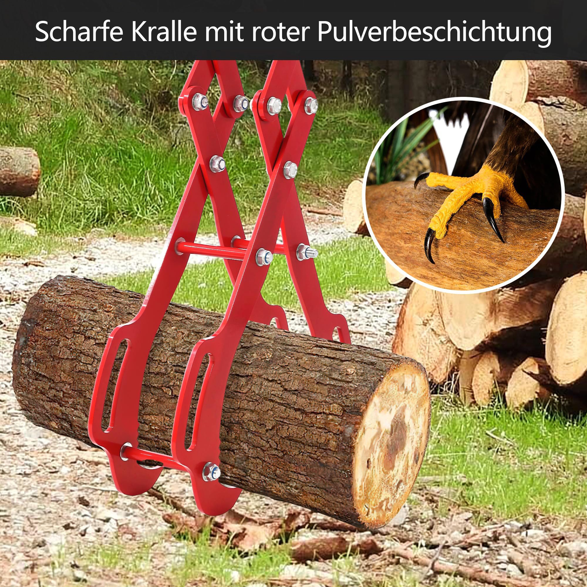 GarveeMore Verladezange Baumstammhebezange mit 2 Stahlklauen, -]