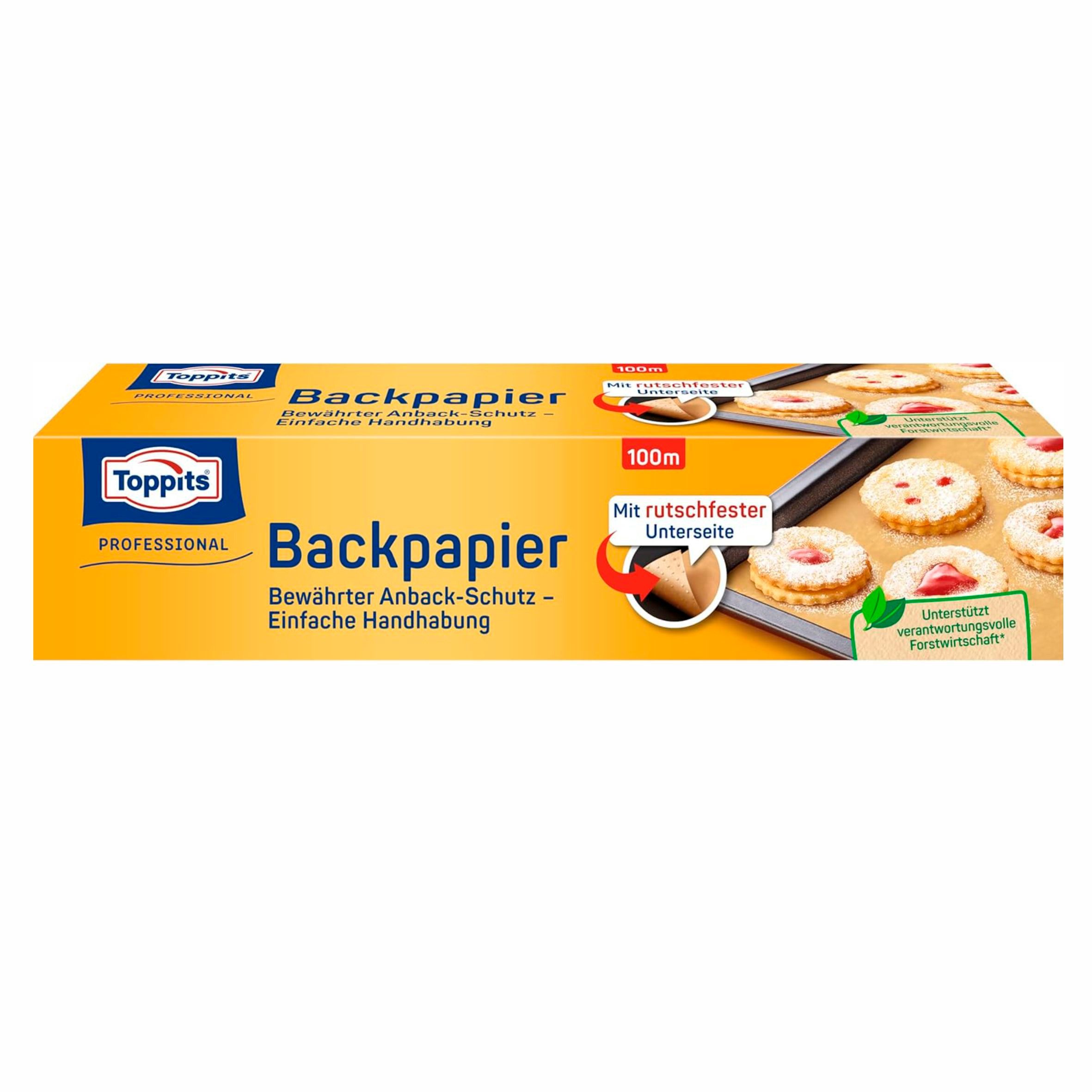 Toppits Backpapier Toppits Backpapier - 1 x 100 m Rolle, Antihaft, mit Abreiß-Säge, Rutschfest, FSC zertifiziert
