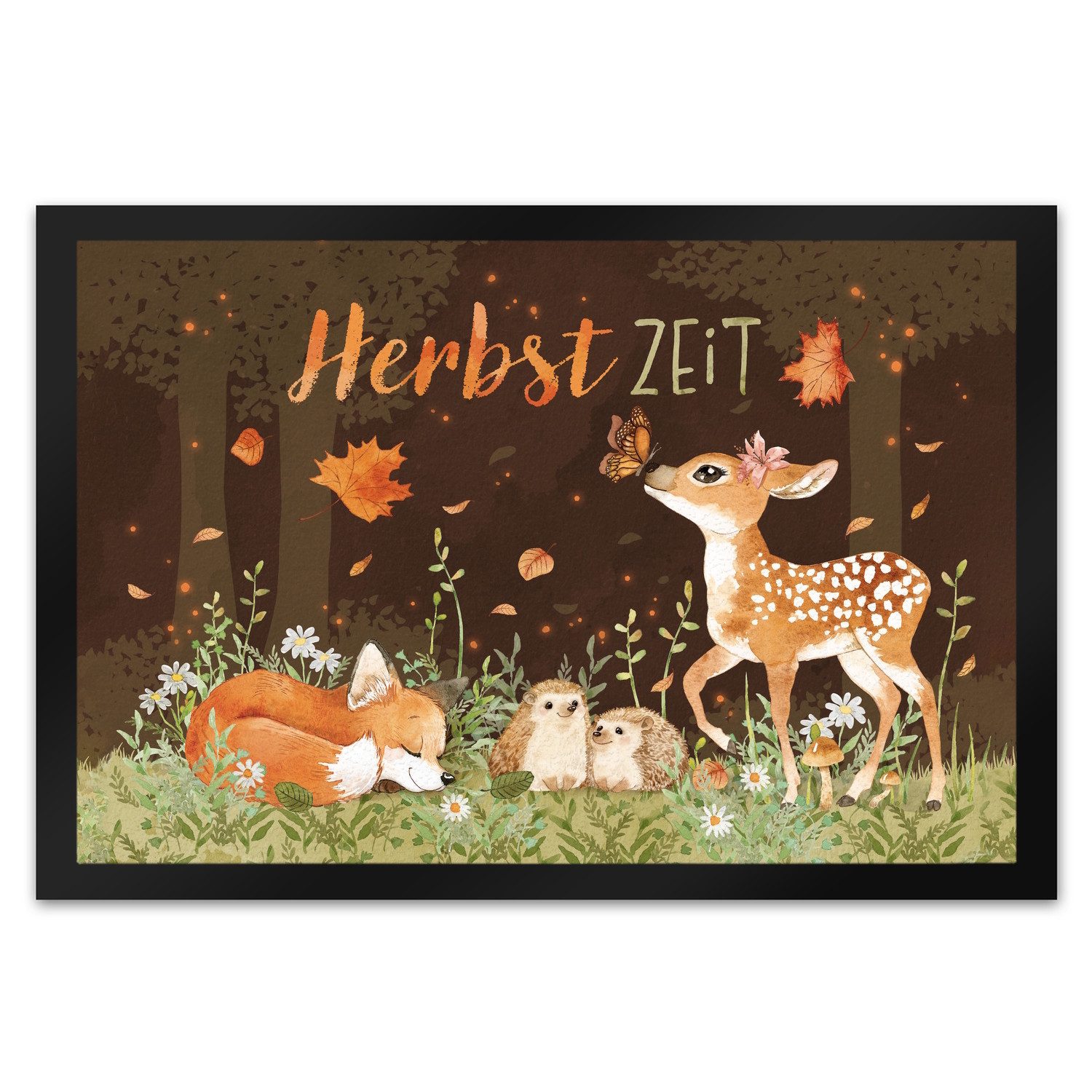 speecheese Fußmatte Tier des Waldes Fußmatte XL in 40x60 cm mit Spruch Herbstzeit