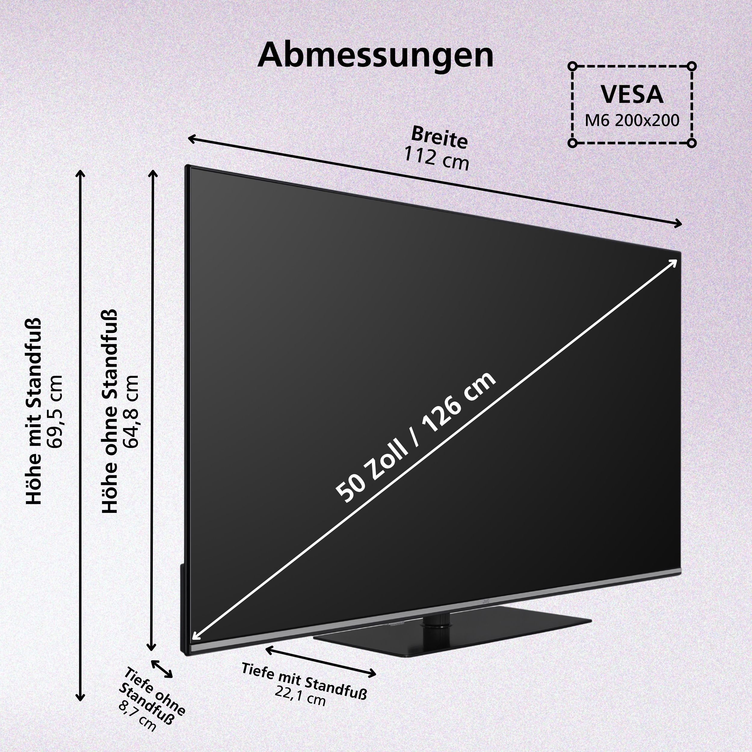 JVC LT-50VUQ6655 QLED-Fernseher (126 cm/50 Zoll, 4K Ultra HD, Smart TV powered by TiVo, Smart TV by TiVo, Dolby Vision HDR, Dolby Atmos, Triple-Tuner)