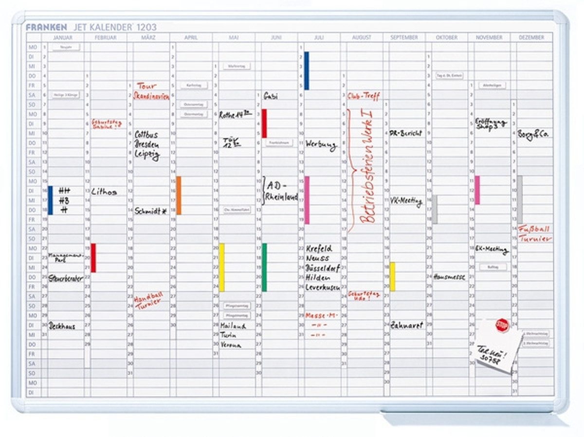 FRANKEN Wandtafel Whiteboard Jahreskalender 120x90 cm