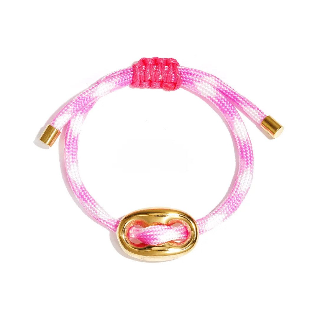Adelia´s Freundschaftsarmband Armband Freundschaftsarmband geflochten mit ovalem Knopfdetail, Trendiger Modeschmuck mit geflochtenem Band und ovalem Detail