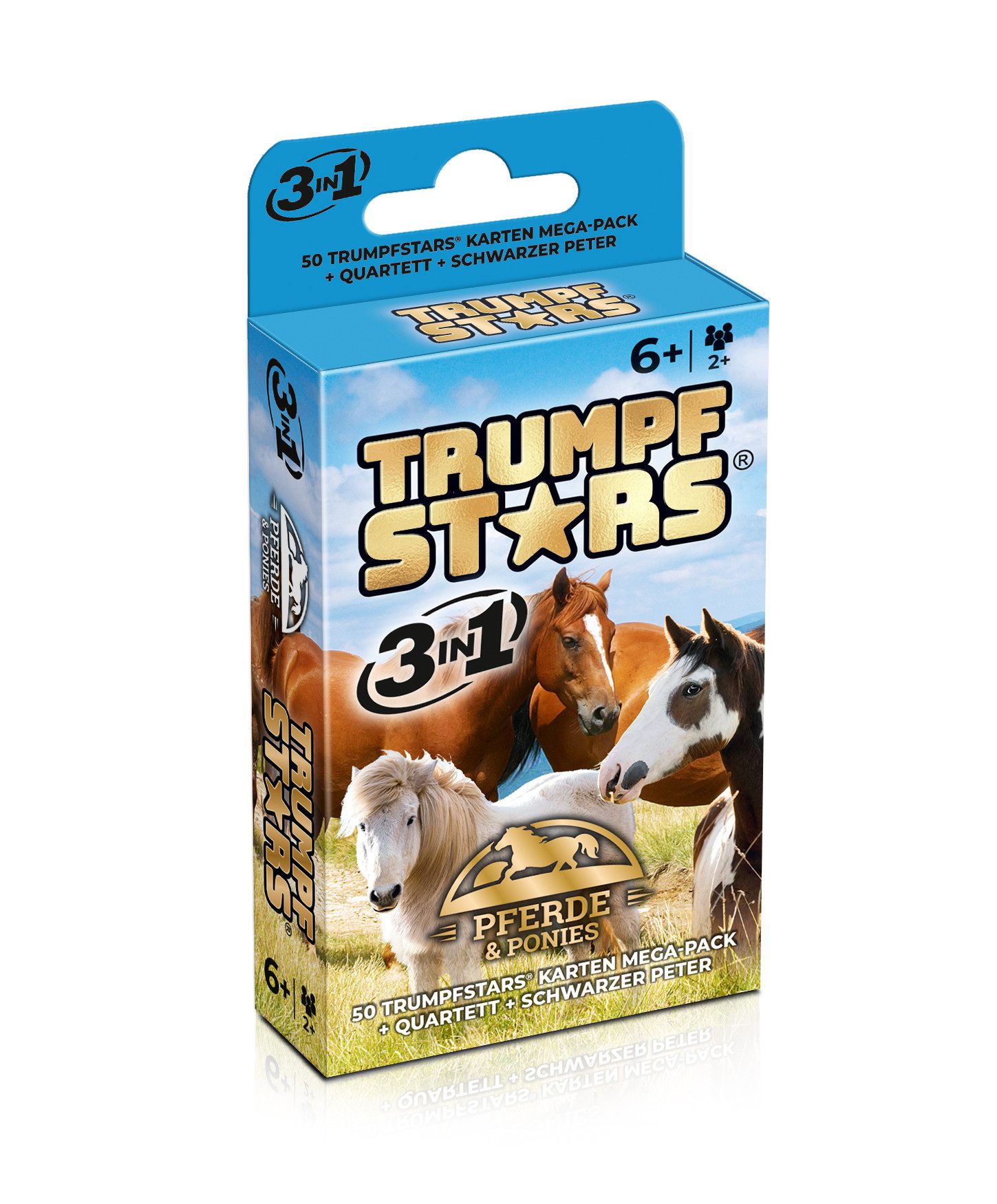Gomazing Spiel Trumpfstars Pferde und Ponys, Kartenspiel, 3in1: Trumpfspiel, Quartett und SchwarzerPeter
