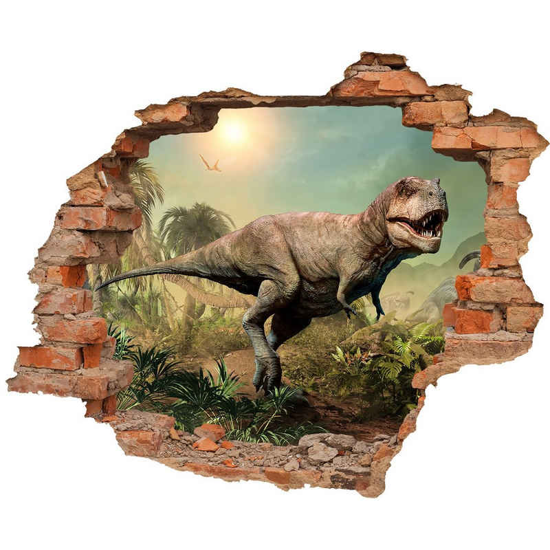 WallSpirit Wandtattoo Wanddurchbruch "Dinosaurier", selbstklebend, rückstandlos abziehbar