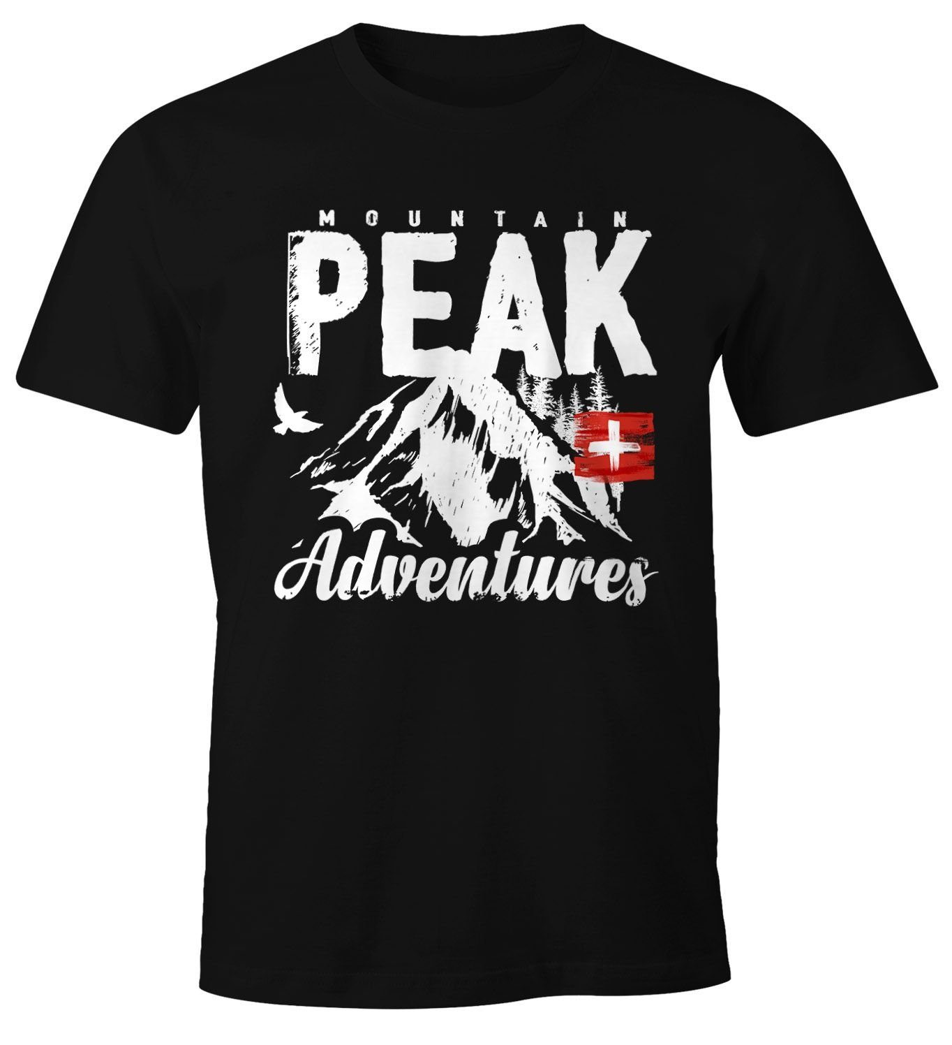 MoonWorks Wander Herren T-Shirt Mountain Adventures mit Print
