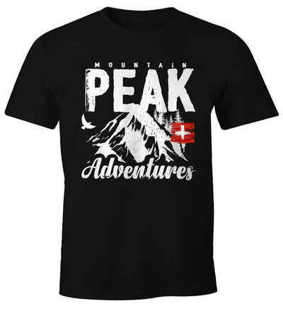 Print-Shirt Wander Herren T-Shirt Mountain Adventures Moonworks® mit Print