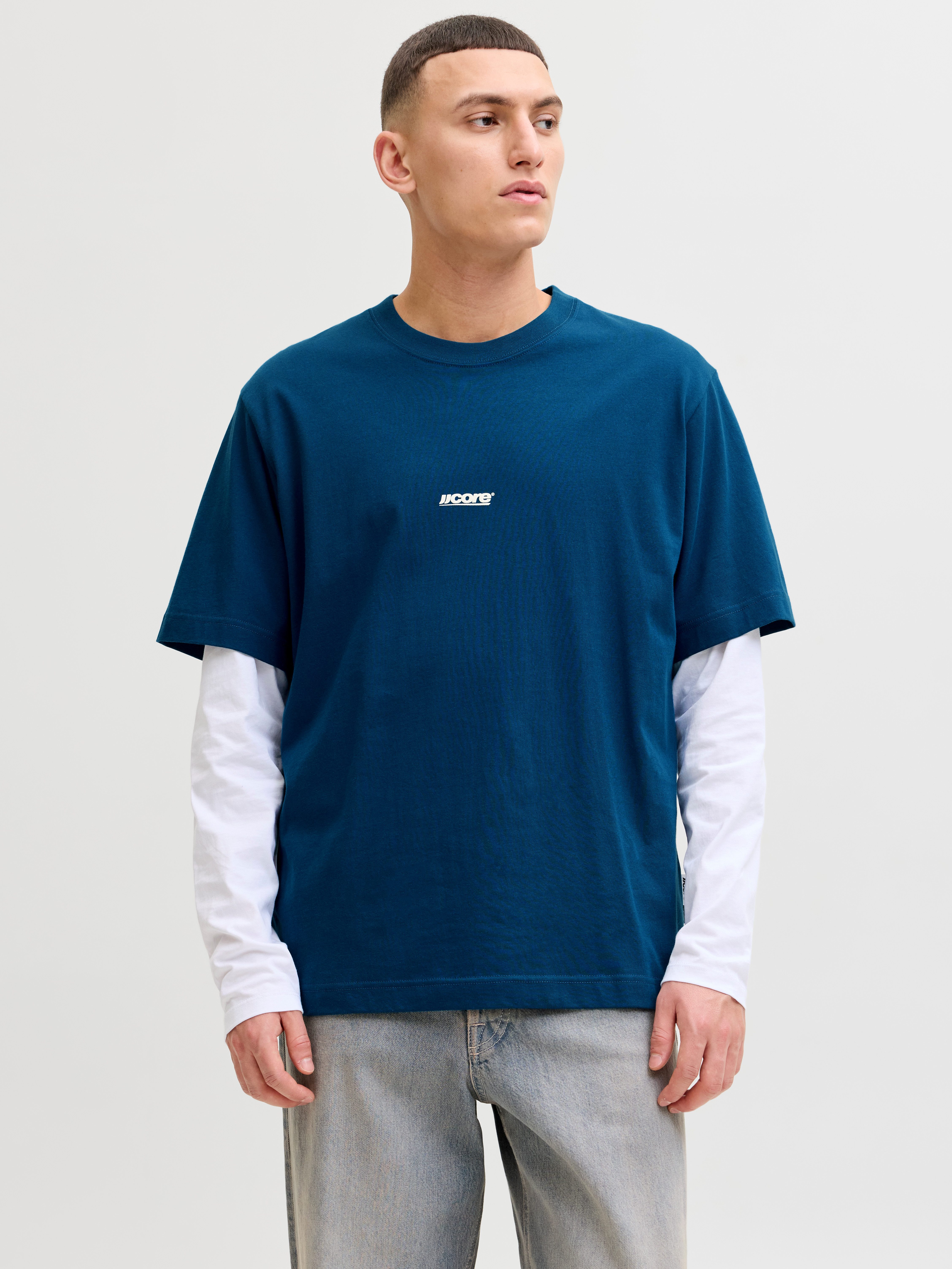 Jack & Jones T-Shirt JCOCLUB BACK TEXT PRNT TEE SS CREW SN mit Print günstig online kaufen