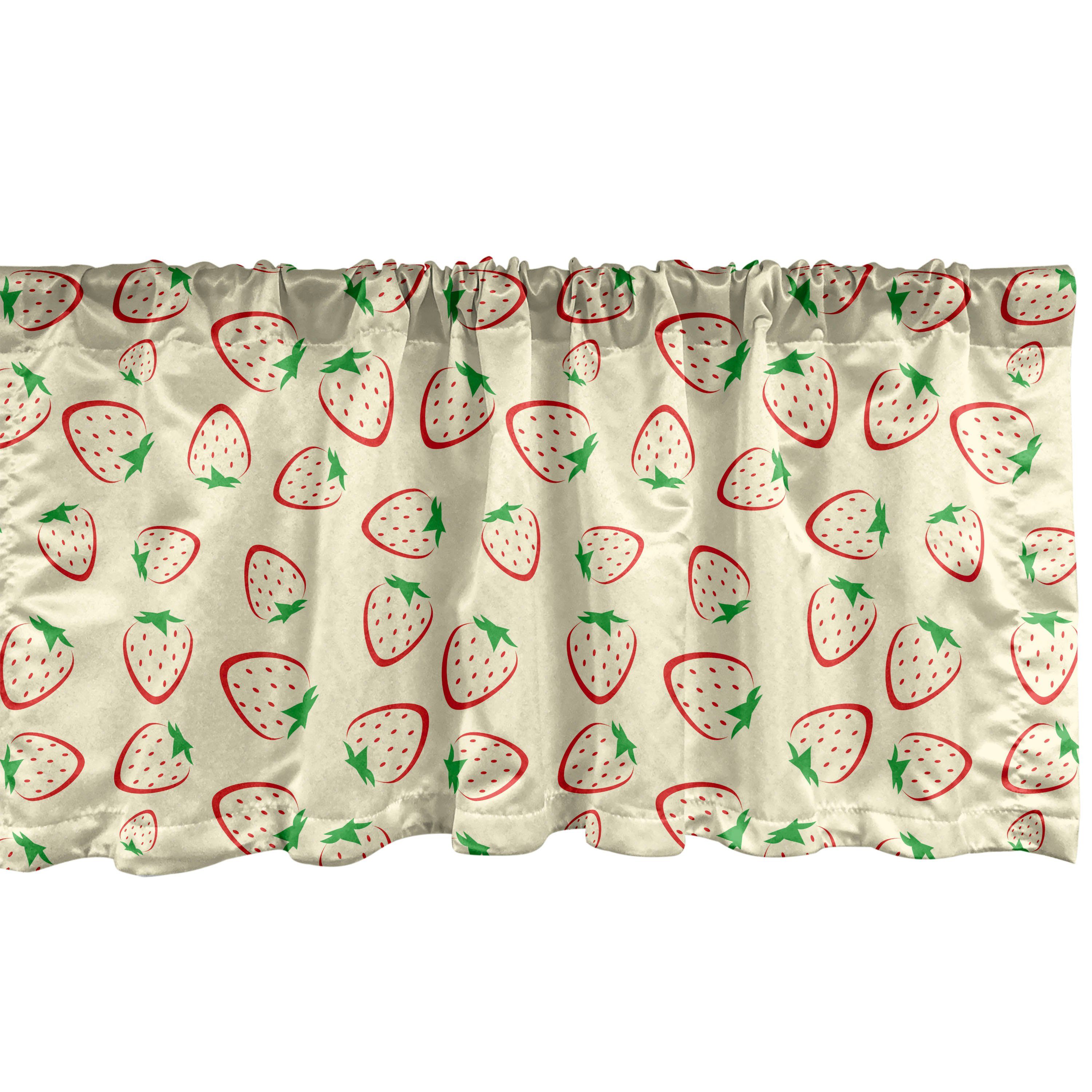 Scheibengardine Vorhang Volant für Küche Schlafzimmer Dekor mit Stangentasche, Abakuhaus, Microfaser, Erdbeere Einfache Gliederung Früchte