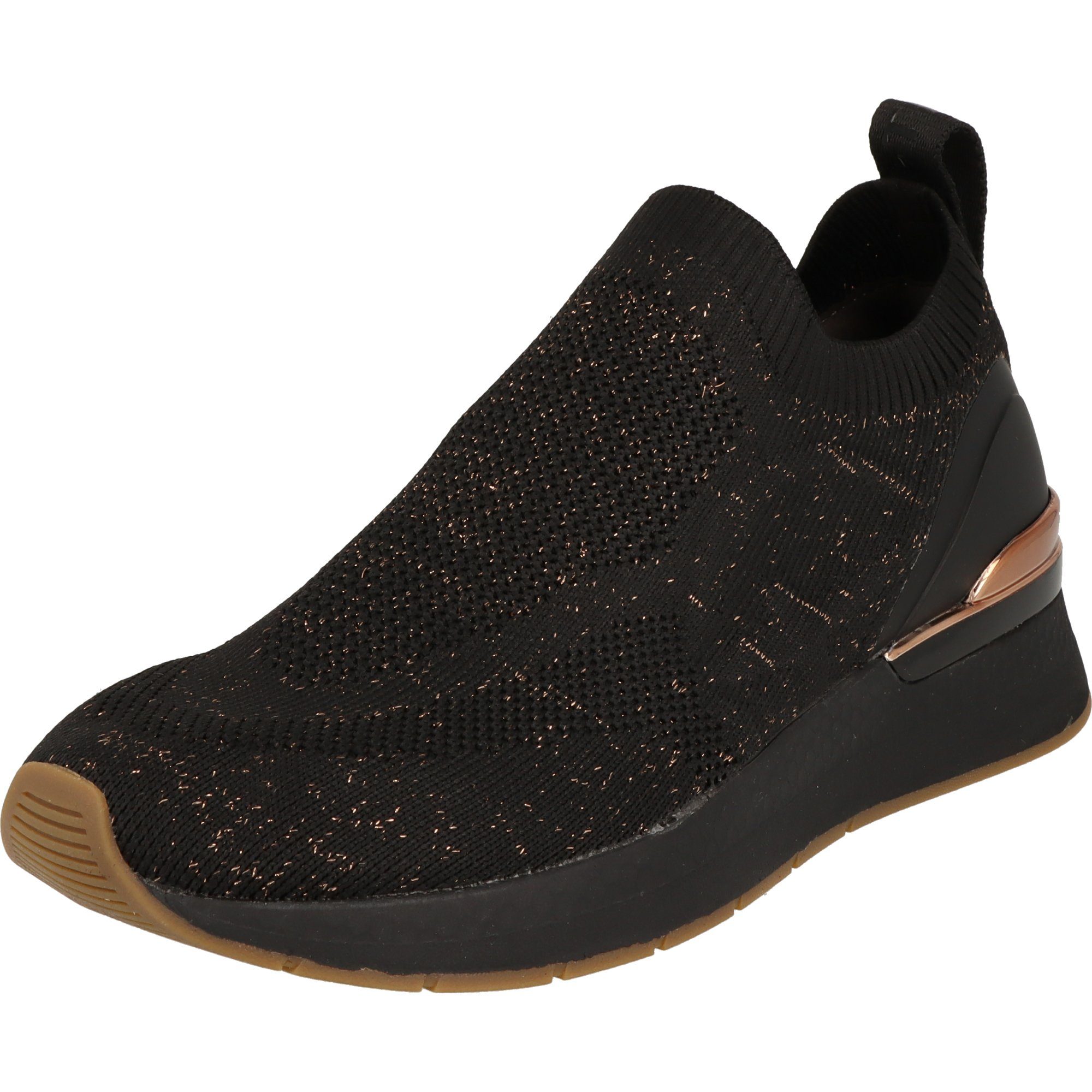 Tamaris Damen Schuhe Komfort Halbschuhe 1-24704-41 Glitzer Slip-On Sneaker Black/Copper
