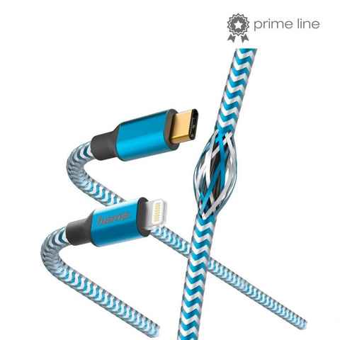 Hama USB-C auf Lightning Ladekabel Datenkabel Blau Tablet-Kabel, USB-C, Lightning, Ladekabel Netzteil passend für Apple iPhone iPod etc.