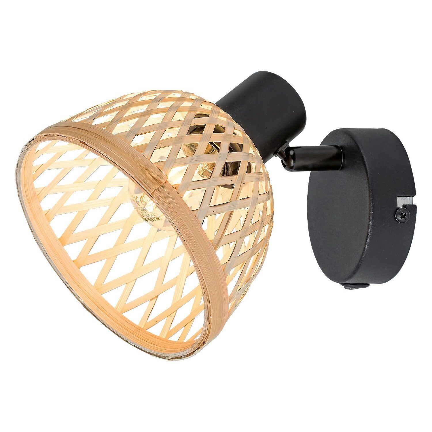Rabalux Wandleuchte, Rattan-Lampe, ind.spot.E14 1xMAX15W, Schwarz