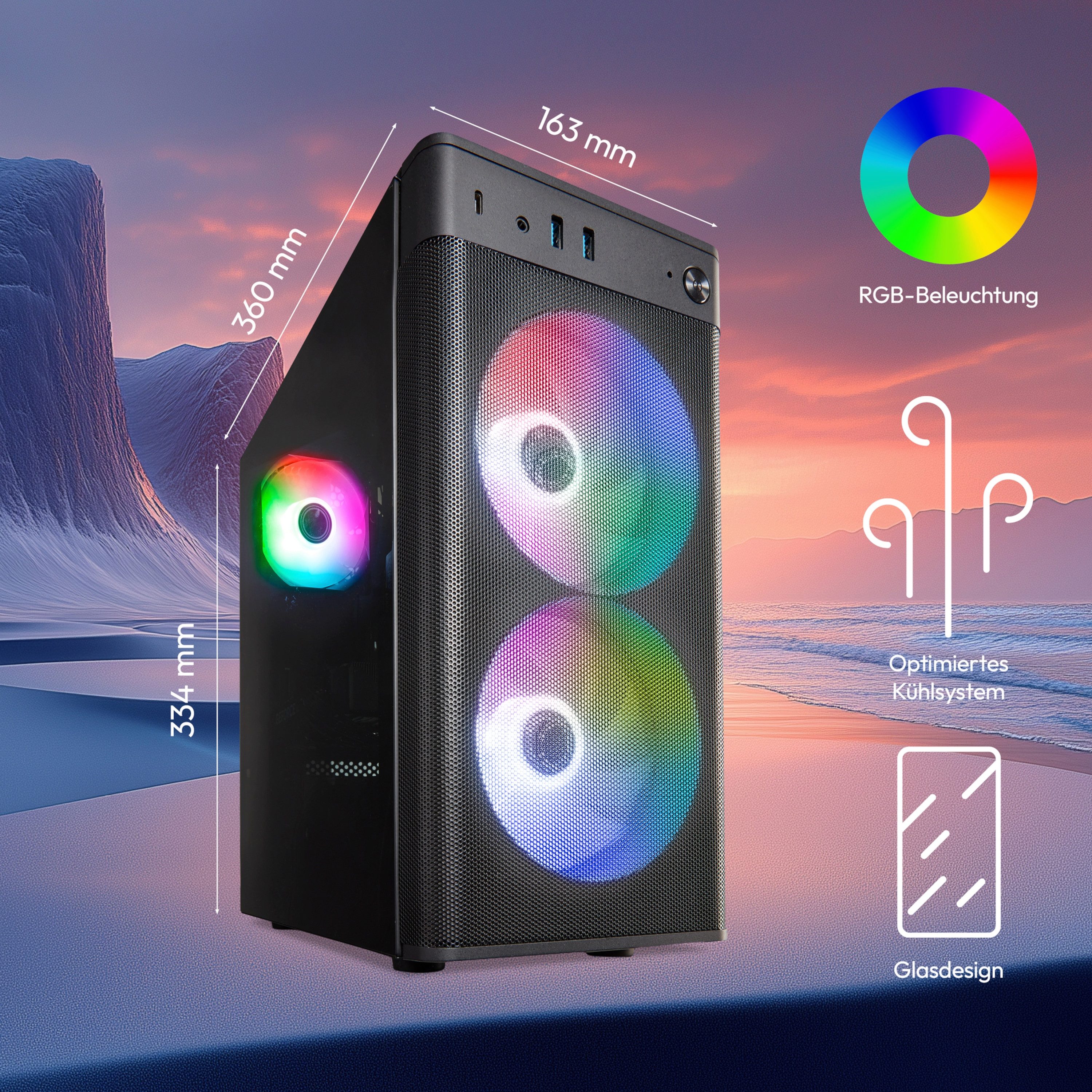 ERAZER Core Gaming PC ERAZER Recon P40 (MD340098) Gaming-PC (Intel Core Ultra 5 225, NVIDIA GeForce RTX 5060, 16 GB RAM, 1000 GB SSD, RECON_P40)