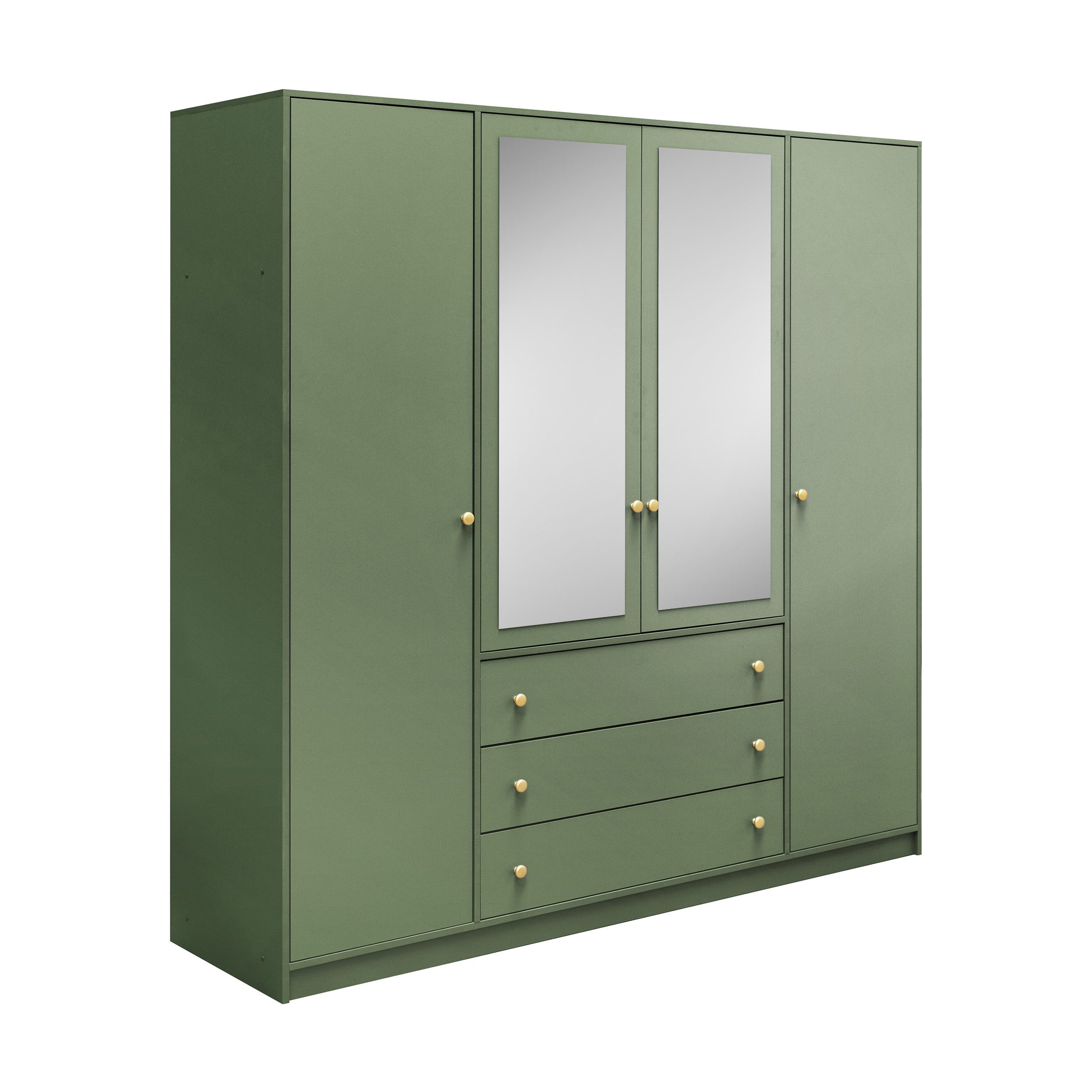 Beautysofa Kleiderschrank mit Spiegel und 3 Schubladen (Zur Auswahl: zweitürig, dreitürig oder viertürig, verschiedene Farben) Höhe 200 cm – Bild 3 von 5