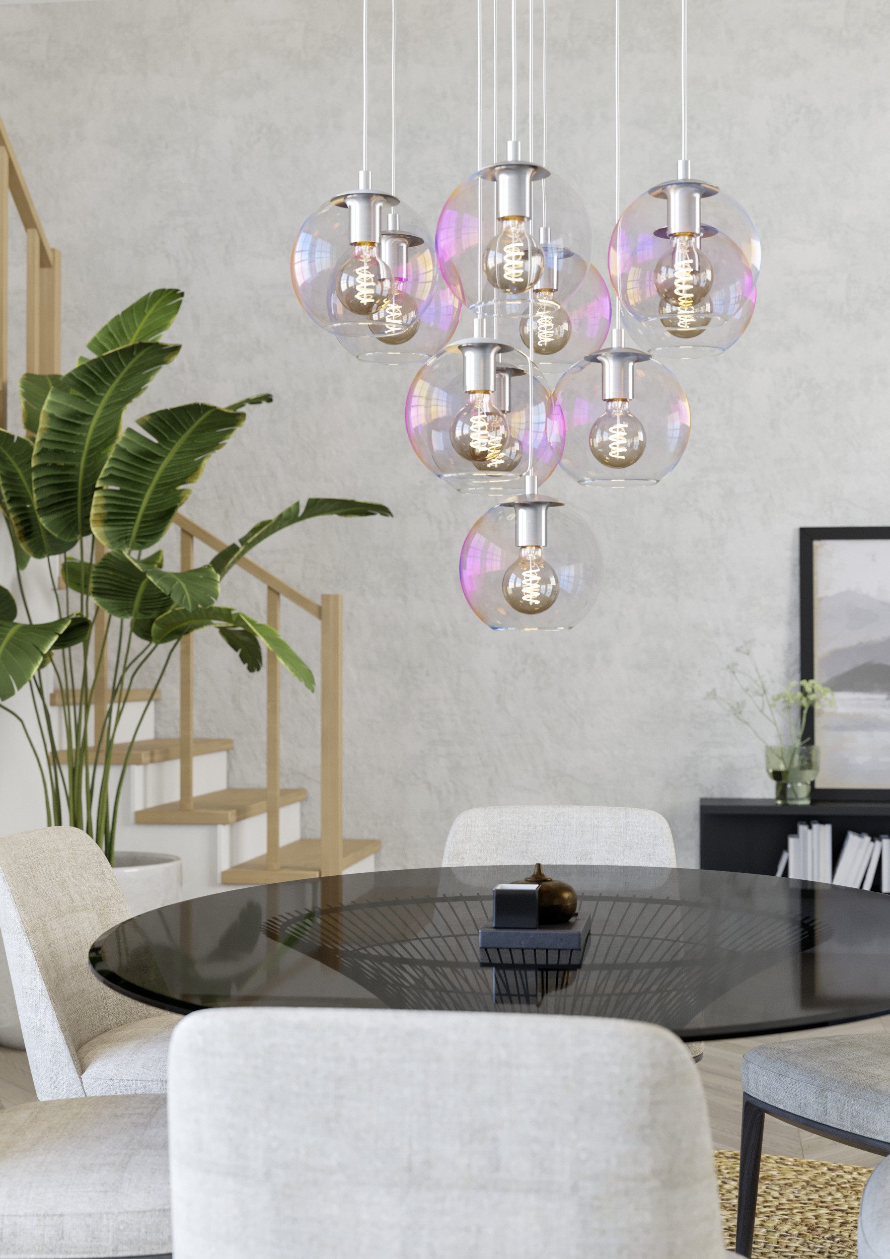 EGLO Hängeleuchte ARISCANI 2 Pendellampe - Stahl - E27 - 10X60W - IP20, ohne Leuchtmittel, HHängelampe, Deckenlampe, Wohnzimmer, Esszimmer, 110 x Ø64,5 cm