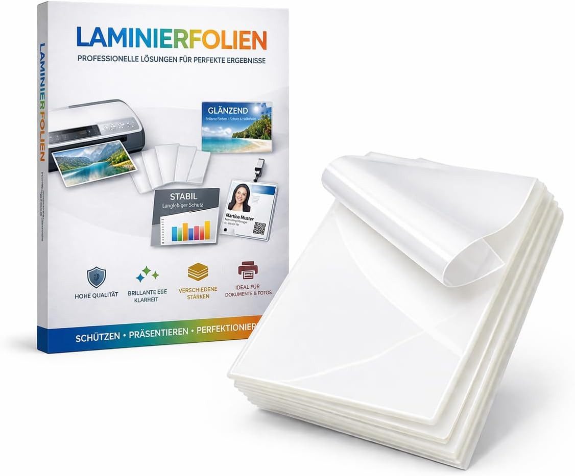 TK Gruppe Laminierfolie 100x Laminierfolien DIN A4 – Folien Laminiertaschen transparent