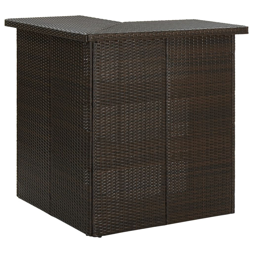 Esstisch Eck-Bartisch Braun 100x50x105 cm Poly Rattan