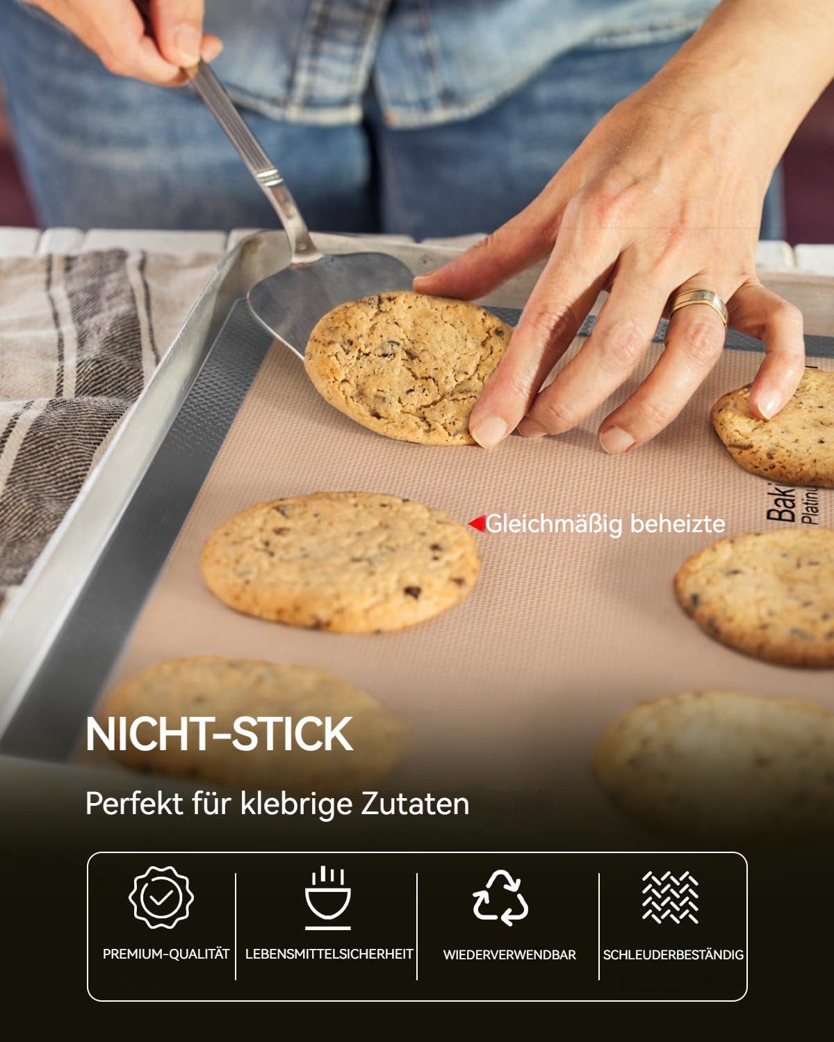 BlingBin Backmatte 5er-Set Antihaft Backmatte Silikon Backofen 250°C/480°F zum Backen, Silikon + Glasfaser (5 Stück, 5-tlg., 5 Blätter), Wiederverwendbare Backmatte für Kekse Backen Zubehör