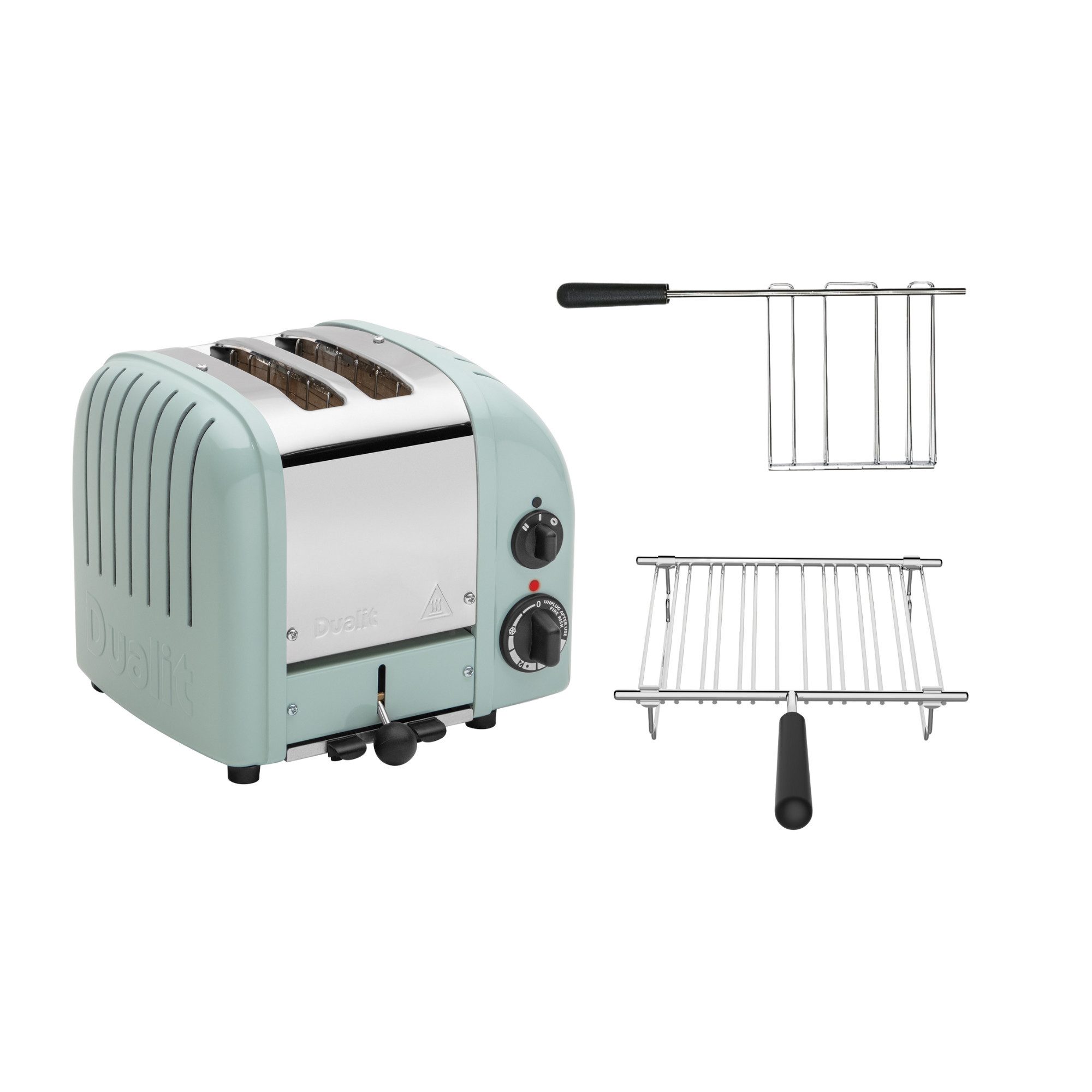 Dualit Toaster Dualit Paket 2, 2er Toaster mit Brötchenaufsatz und Sandwichzange