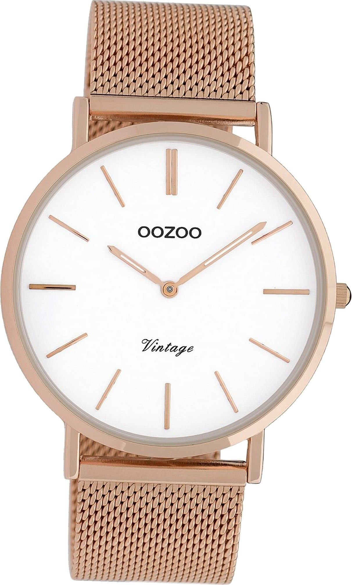 Herren Edelstahlarmband OOZOO 40mm) Analog, Oozoo C9917 rosegold, Uhr rundes Herrenuhr Gehäuse, (ca. Quarzuhr groß Edelstahl