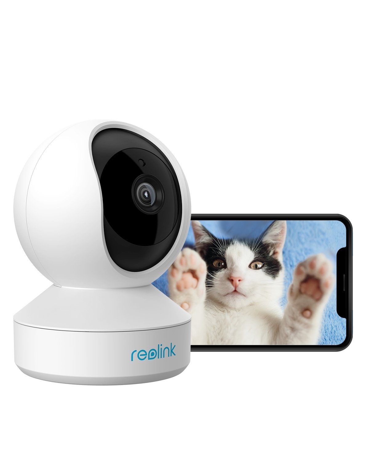 Reolink Überwachungskamera E1 3MP WLAN IP (Indoor, Packung, 1-tlg., 355° Schwenk & 50° Neigung, Pan-Tilt,2,4-GHz-WLAN,Bewegungserkennung,Bidirektionales Audio)