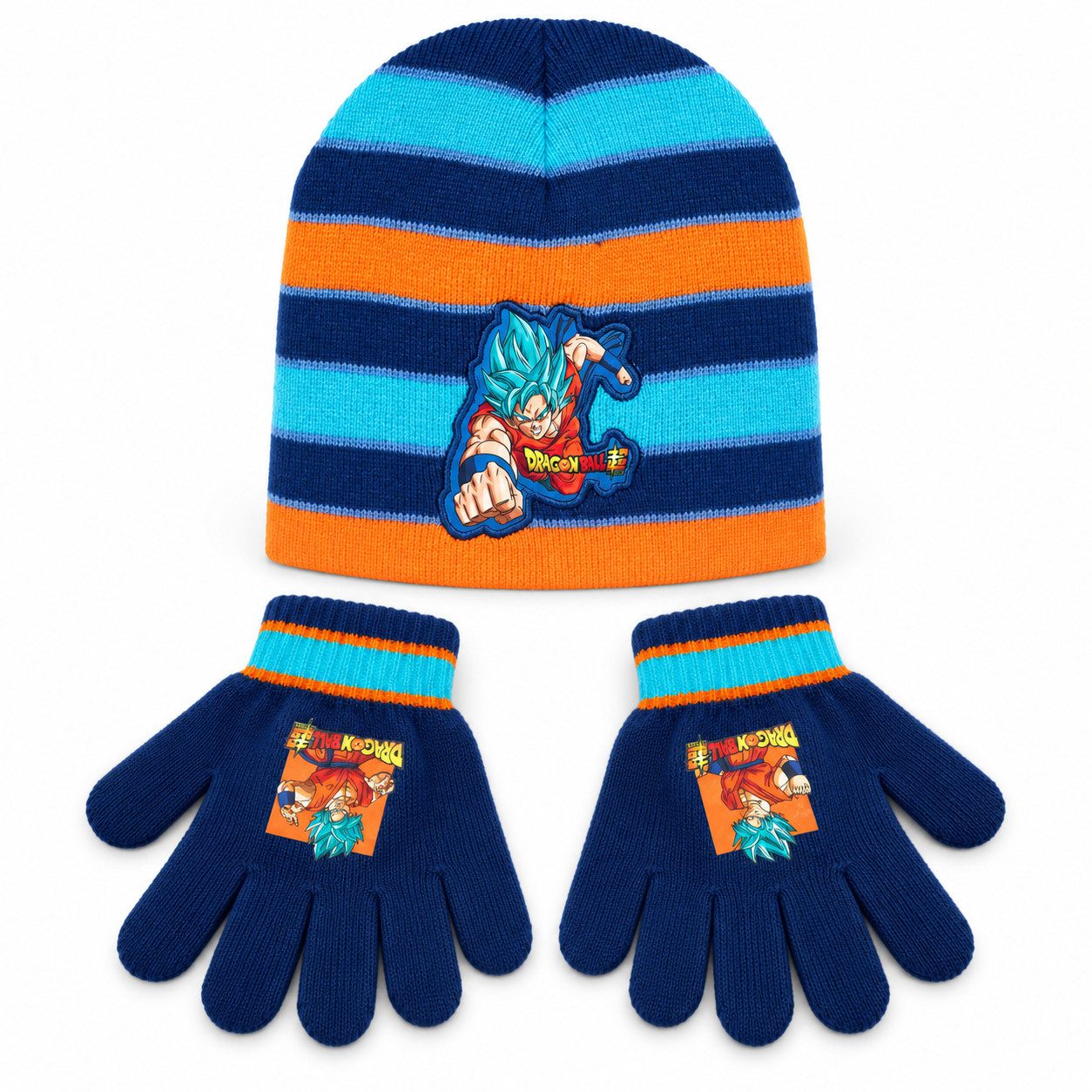 Dragon Ball Jerseymütze Anime Dragon Ball Goku Jungen Wintermütze plus Handschuhe 54/56