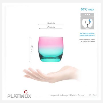 PLATINUX Glas »Trinkgläser«, Glas, Rosa-Türkis Bunt 200ml (max.320ml) Set 6 Stück Wassergläser Saftgläser Drinkgläser