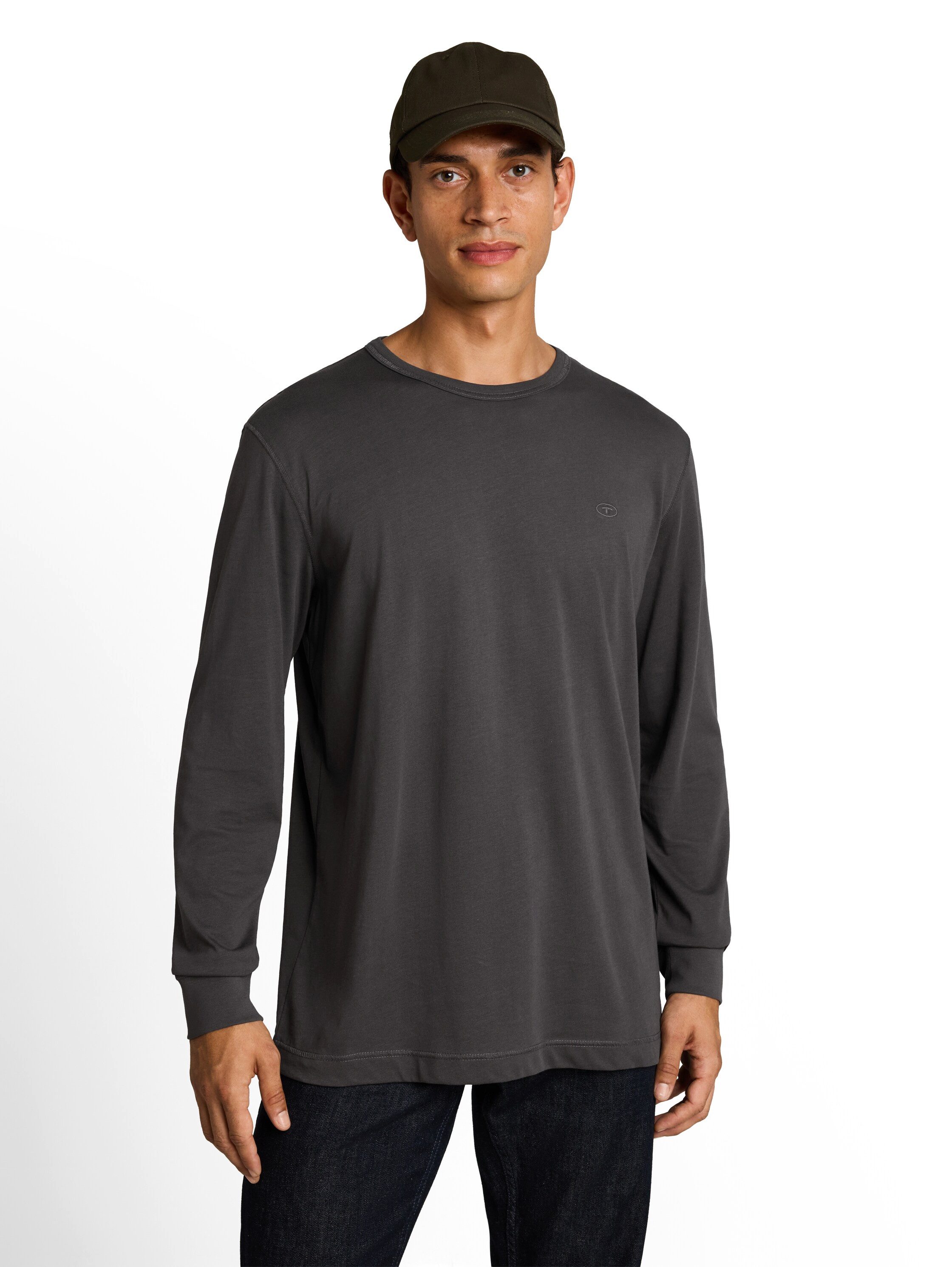 TOM TAILOR Langarmshirt mit Logo Stickerei