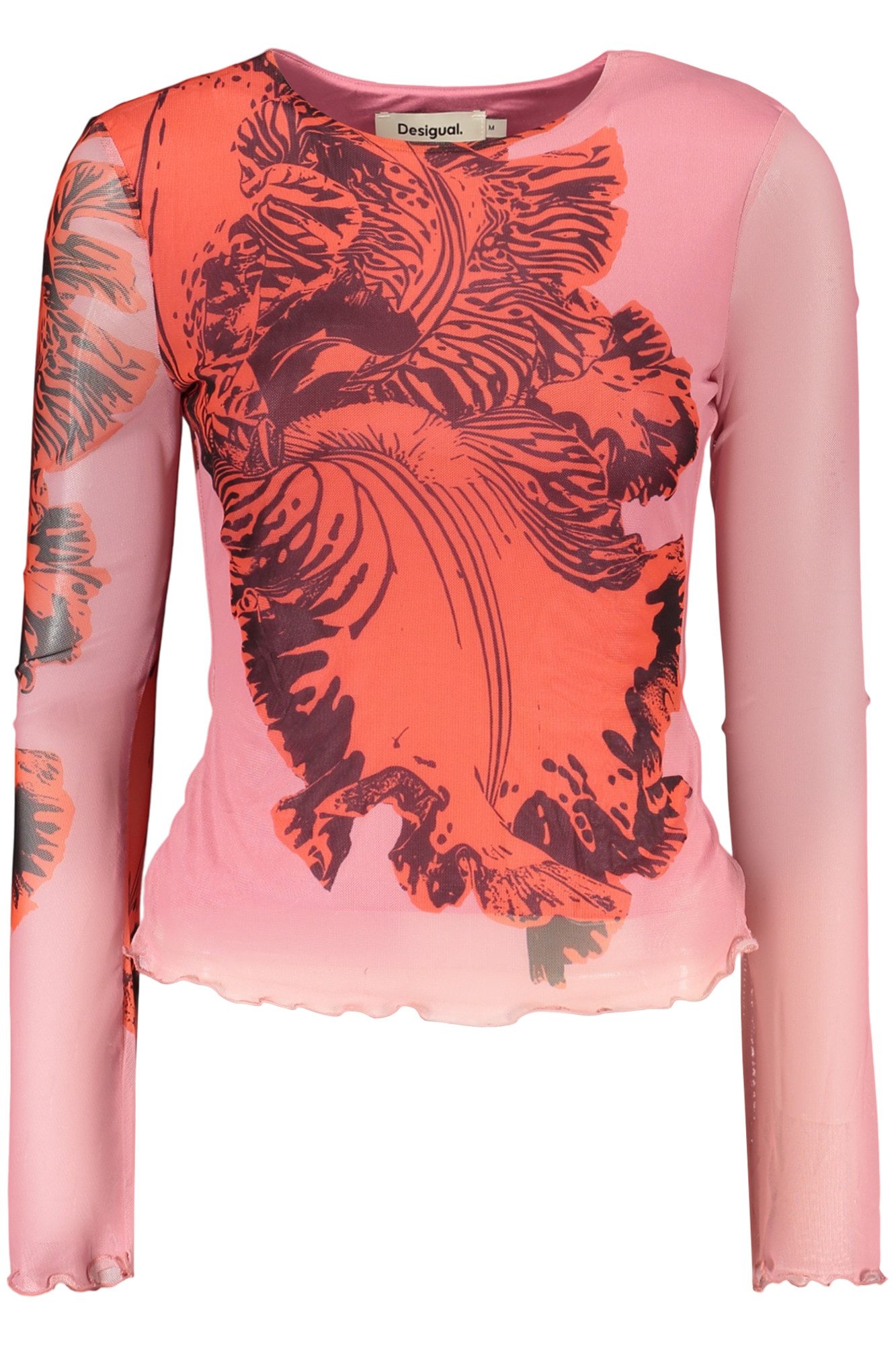 Desigual T-Shirt Rosa Damen Langarmshirt mit Orchideen-Druck und