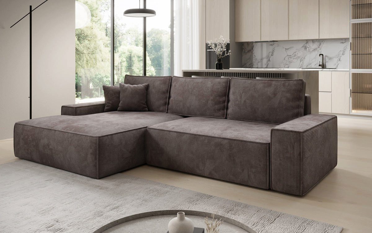 Luxusbetten24 Schlafsofa Designer Sofa Verona mit breiter Ottomane, mit Schlaffunktion und Stauraum