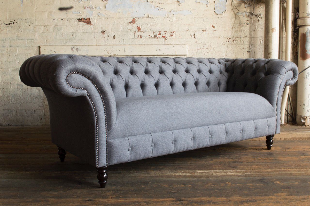 JVmoebel 3-Sitzer Design Sofa Chesterfield Luxus Klass Couch Polster Textil 1097, Made in Europe | Einzelsofas