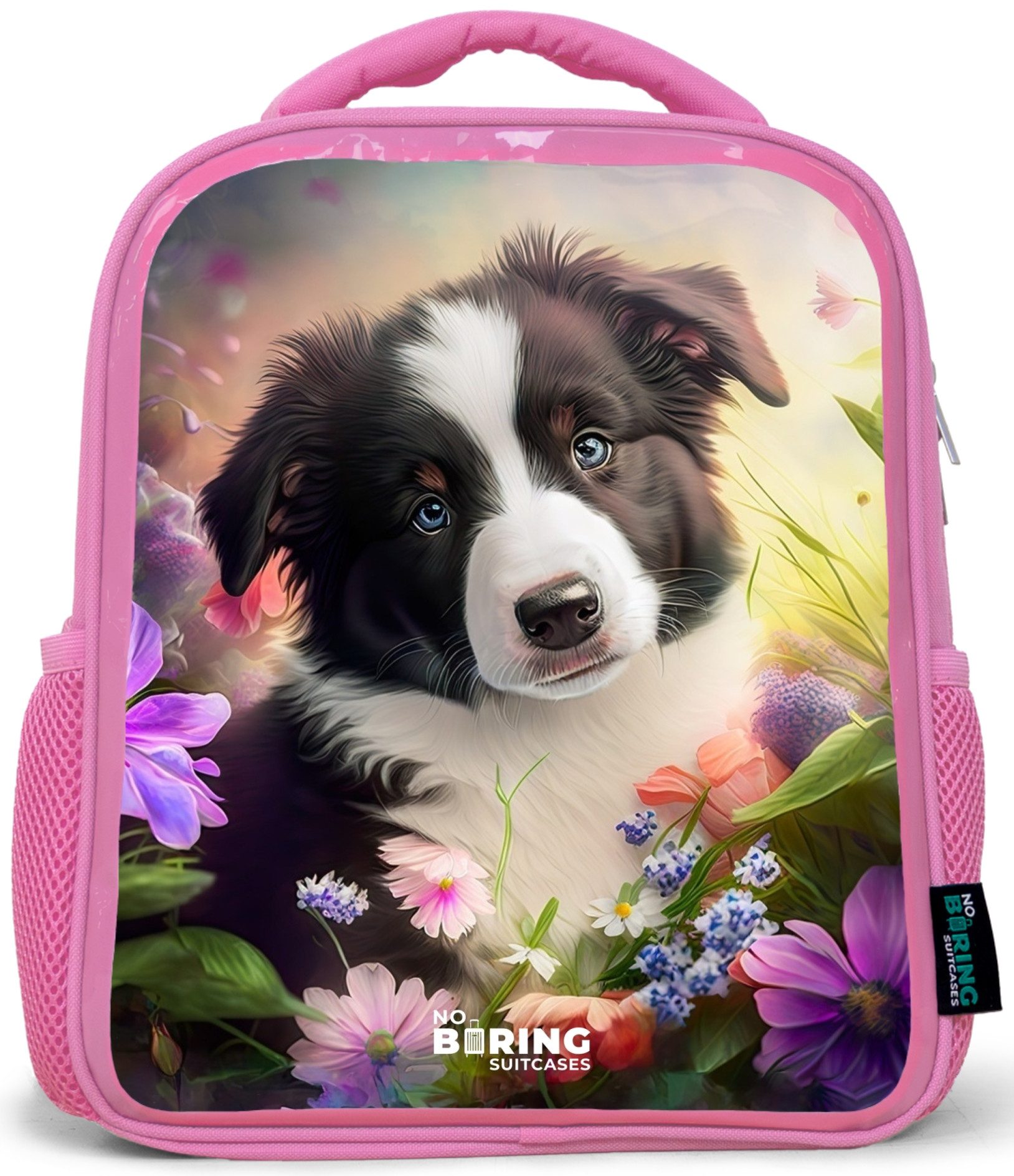Rucksack Rosa - Blauäugiger Hund auf einem Feld