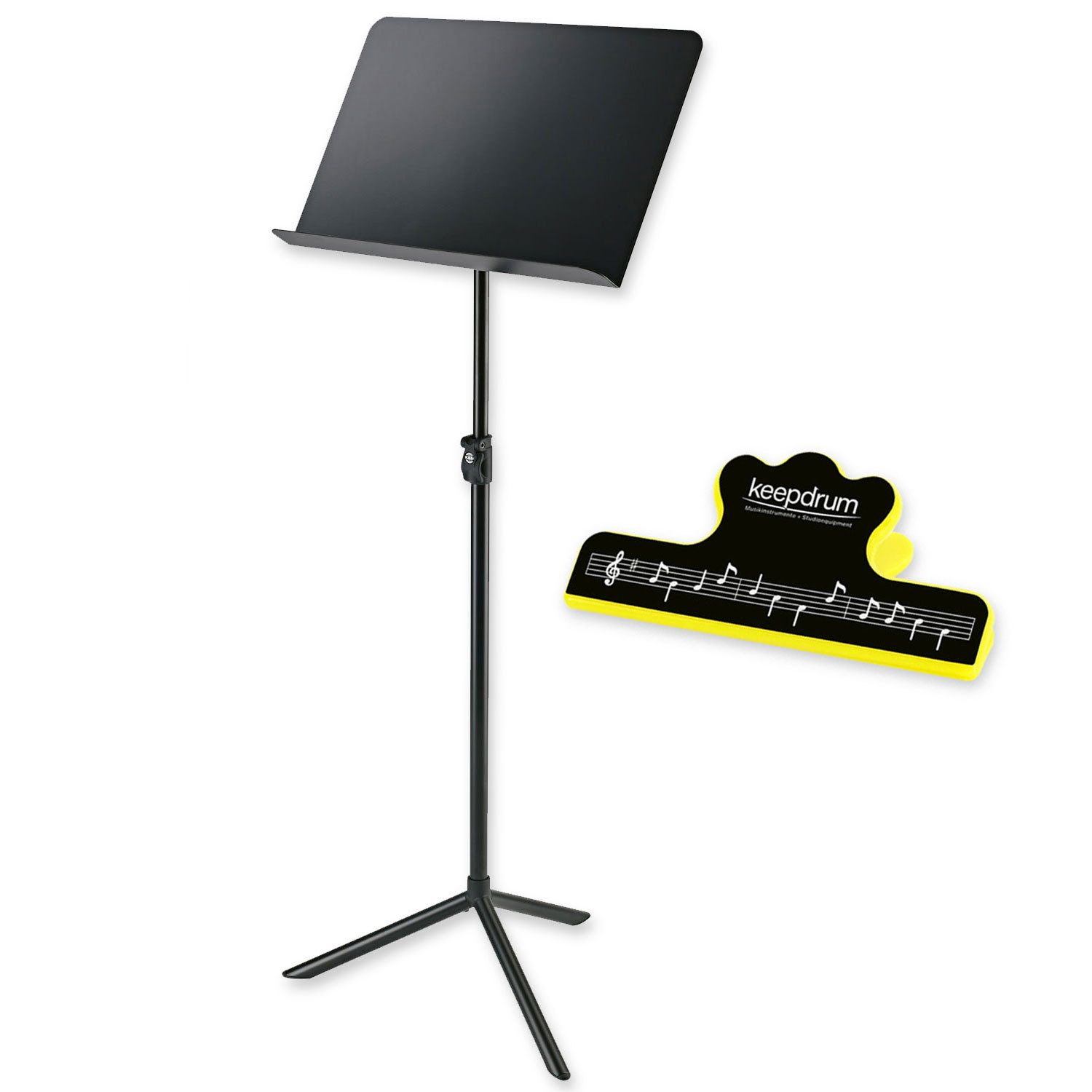 König & Meyer Notenpult K-M Orchester Notenpult 11930 mit keepdrum Notenklammer, (1-tlg., Notenpult), Vorteils-Set mit Notenklammer