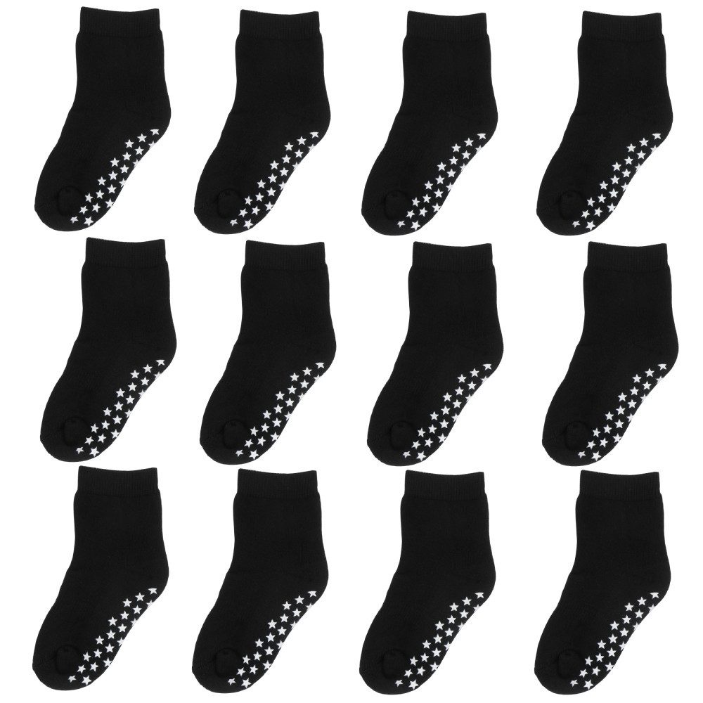 Yalion Langsocken Babysocken Kinder Anti Rutsch Socken 12 Paar Weich Atmungsaktiv Unisex (Set, 12-Paar, 12 Paar) Rutschfeste Sternen-Noppen