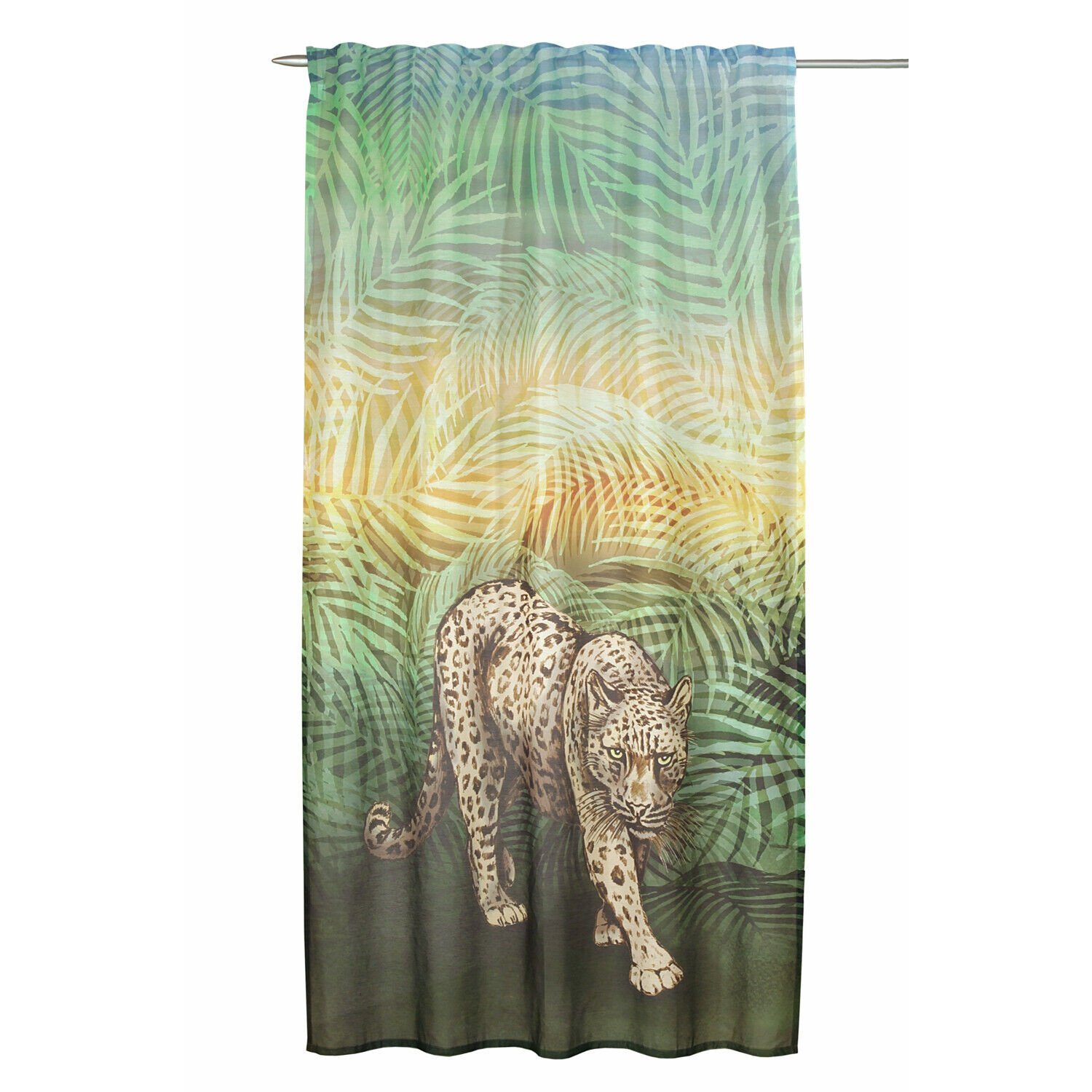 WILLKOMMEN ZUHAUSE by ALBANI GROUP Vorhang Fertigschal Leopard BxH 135x245cm mit Schlaufen und Gardinenband (1 St), Multifunktionsband, transparent, digital bedruckt