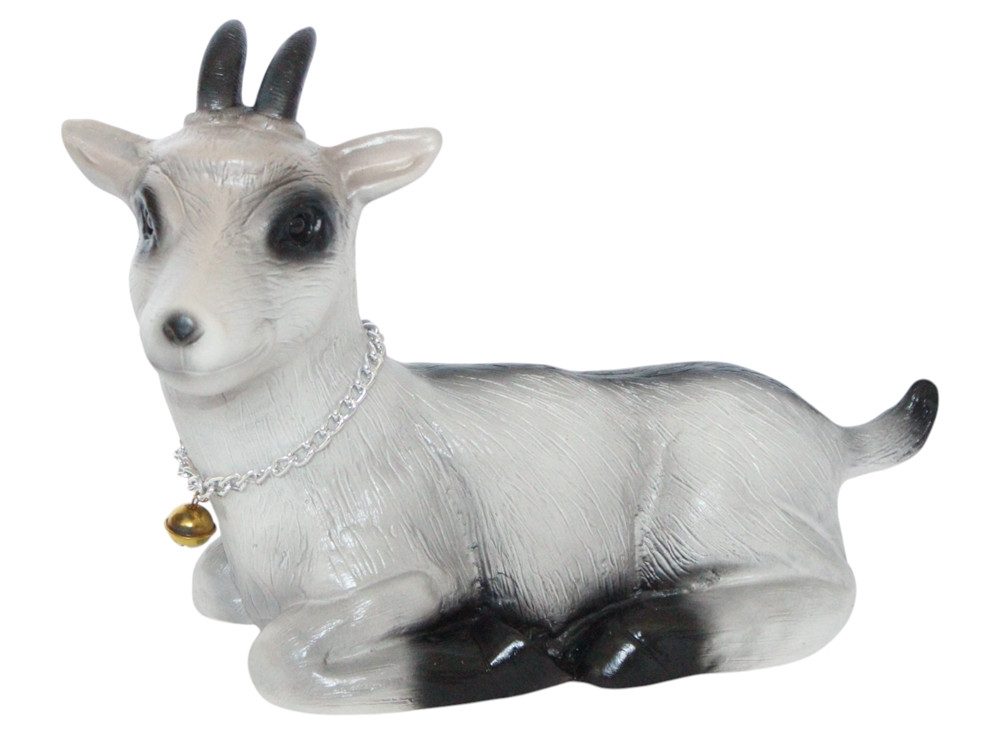 Rakso Oskar Schneider GmbH Tierfigur Gartenfigur Ziegenbock liegend Deko Tierfigur Kunststoff Länge 33 cm