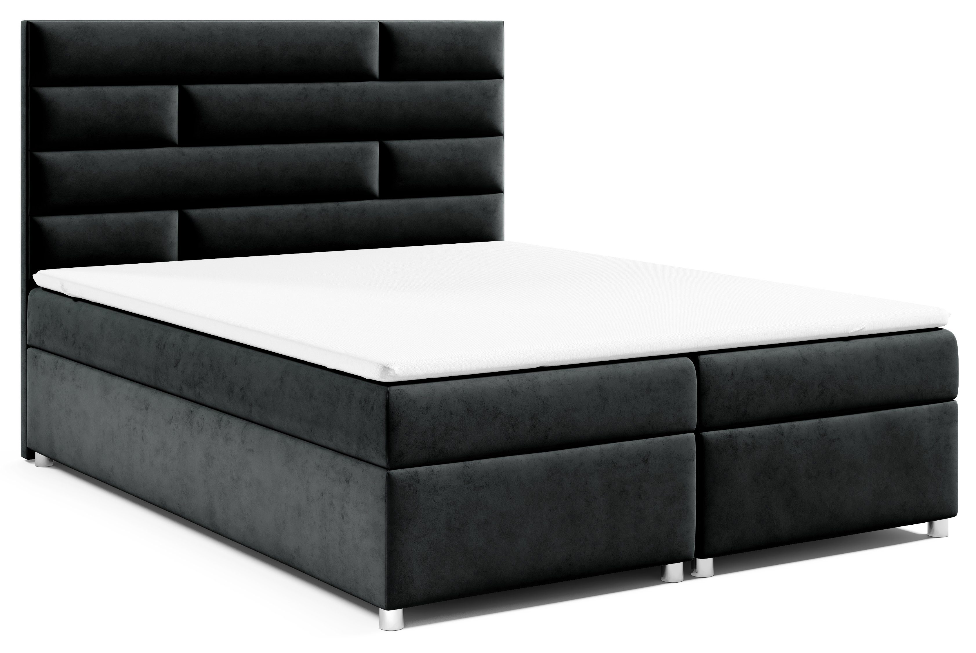 Best for Home Boxspringbett Trinity K5, mit Bettkasten und Topper Schwarz