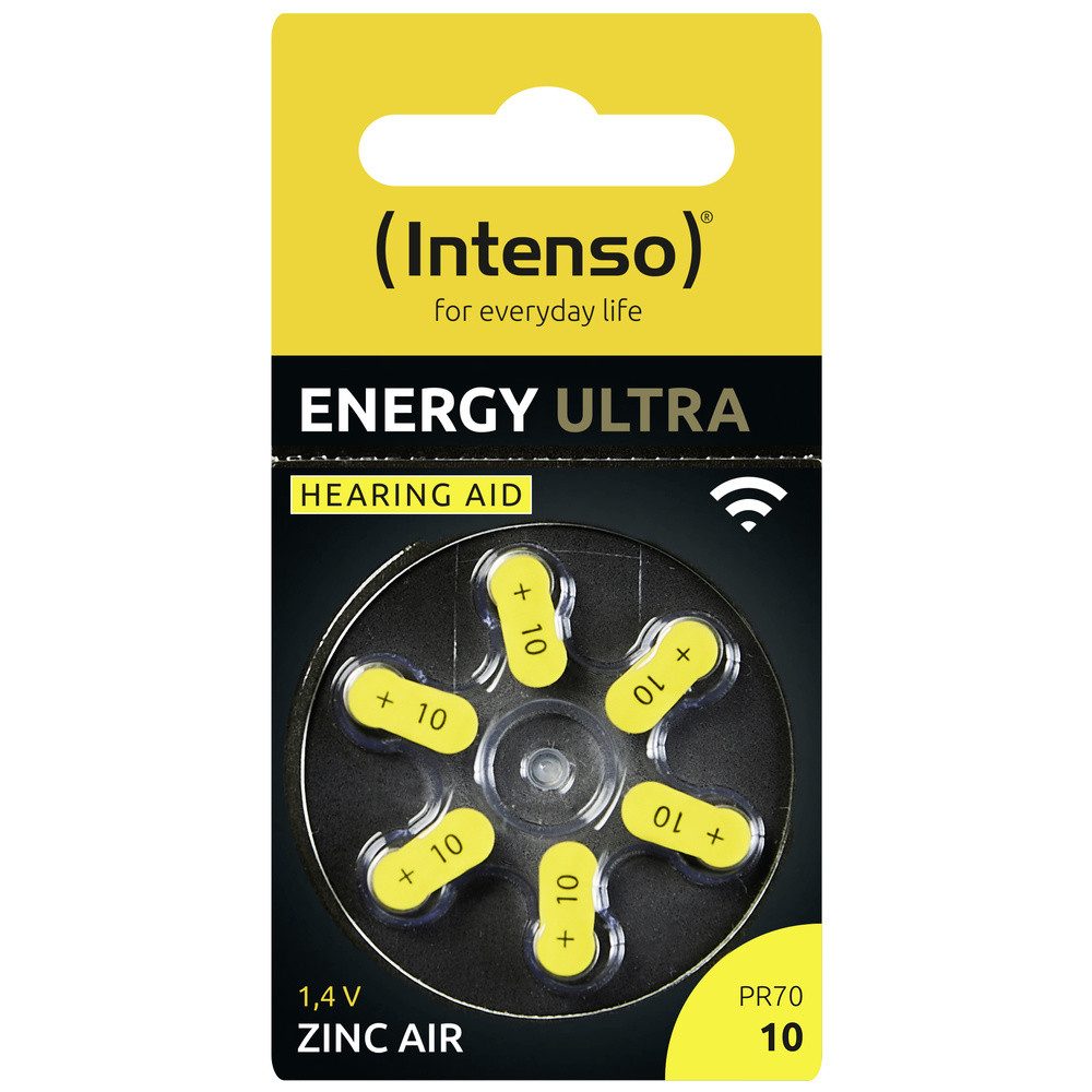 Intenso Intenso Hörgerätebatterie PR70-10 1.45 V 6 St. 86 mAh Zink-Luft 750441 Knopfzelle, (1.45 V)