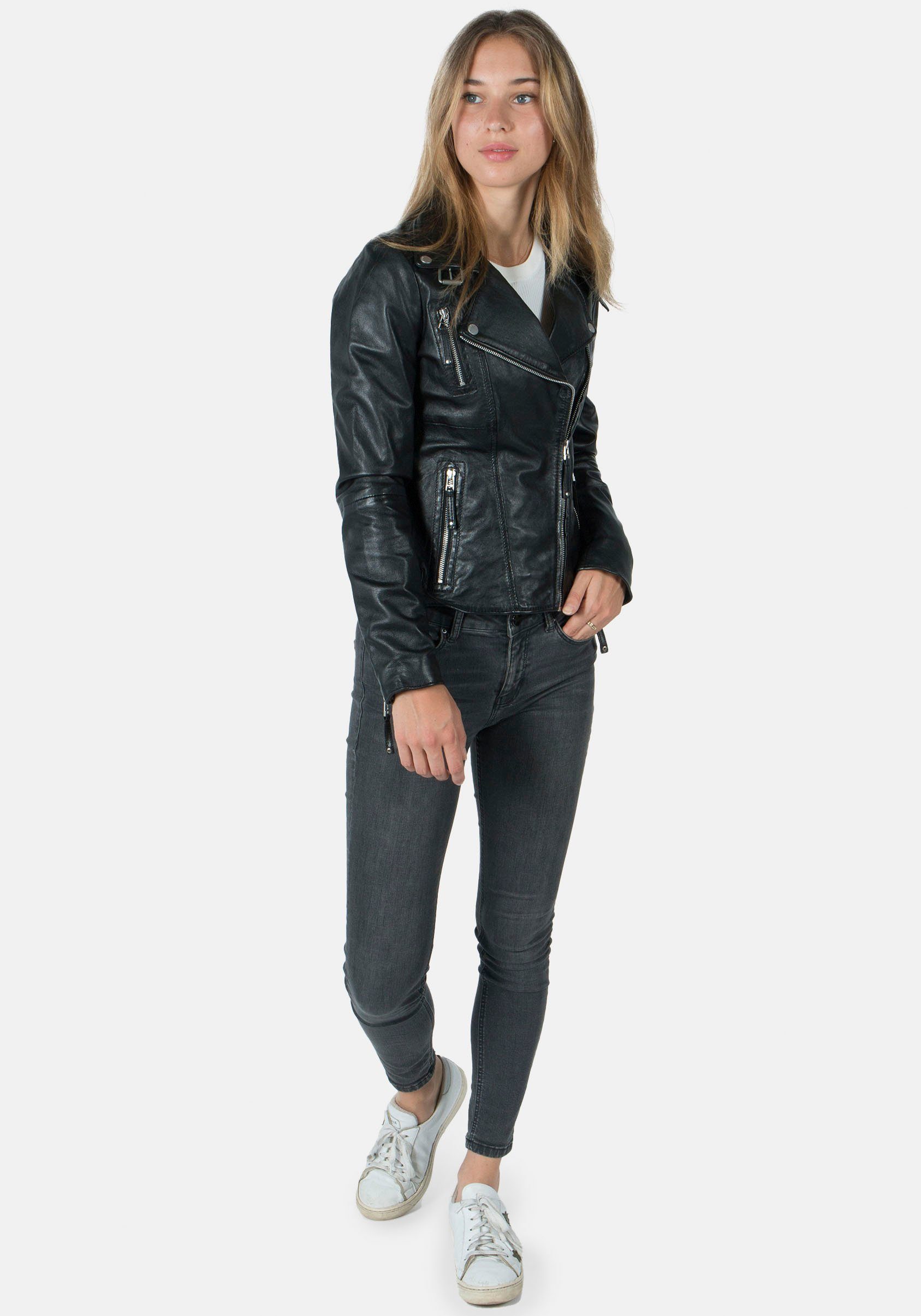 Reißverschluss schrägem mit Nation Princess Biker shadow Freaky Lederjacke