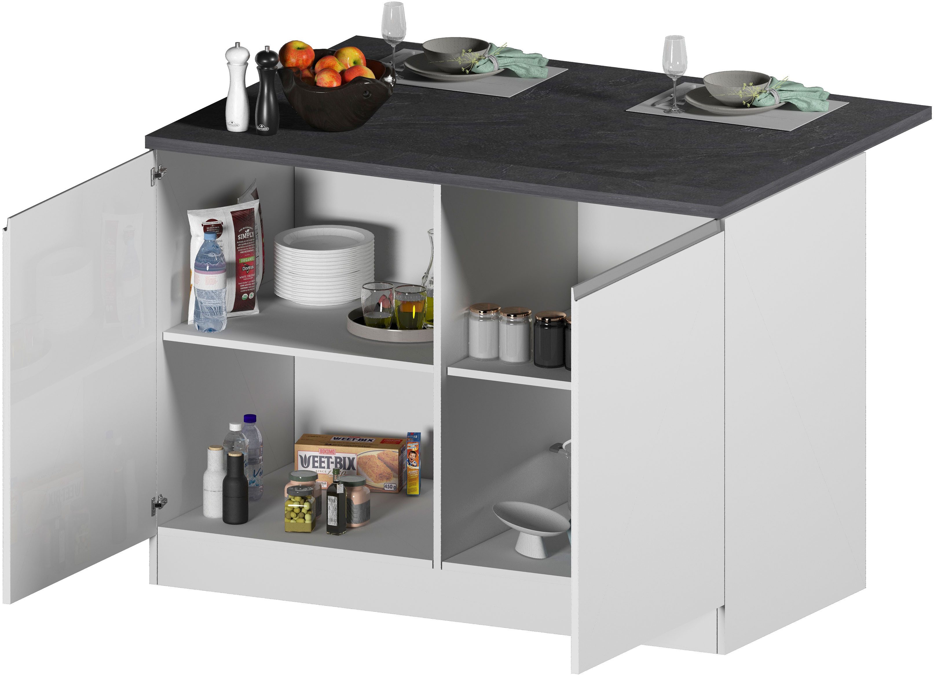 KOCHSTATION Kücheninsel KS-Sole, Breite 125 cm, mit 2 Türen