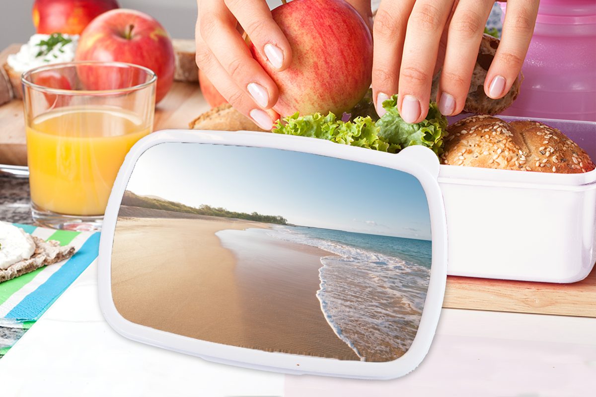 Brotdose, Kinder (2-tlg), Himmel, - für und und MuchoWow - Mädchen weiß Jungs Brotbox Kunststoff, Strand Sand Erwachsene, Lunchbox für