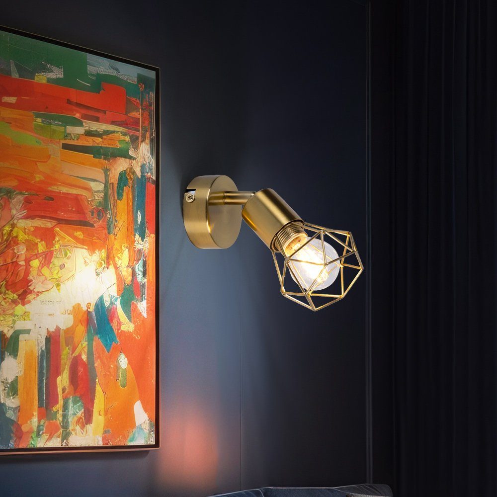 GLOBO LIGHTING Wandleuchte, Leuchtmittel nicht inklusive, Wandlampe Wohnzimmerleuchte Metall Gold Spot beweglich H 13,5 cm