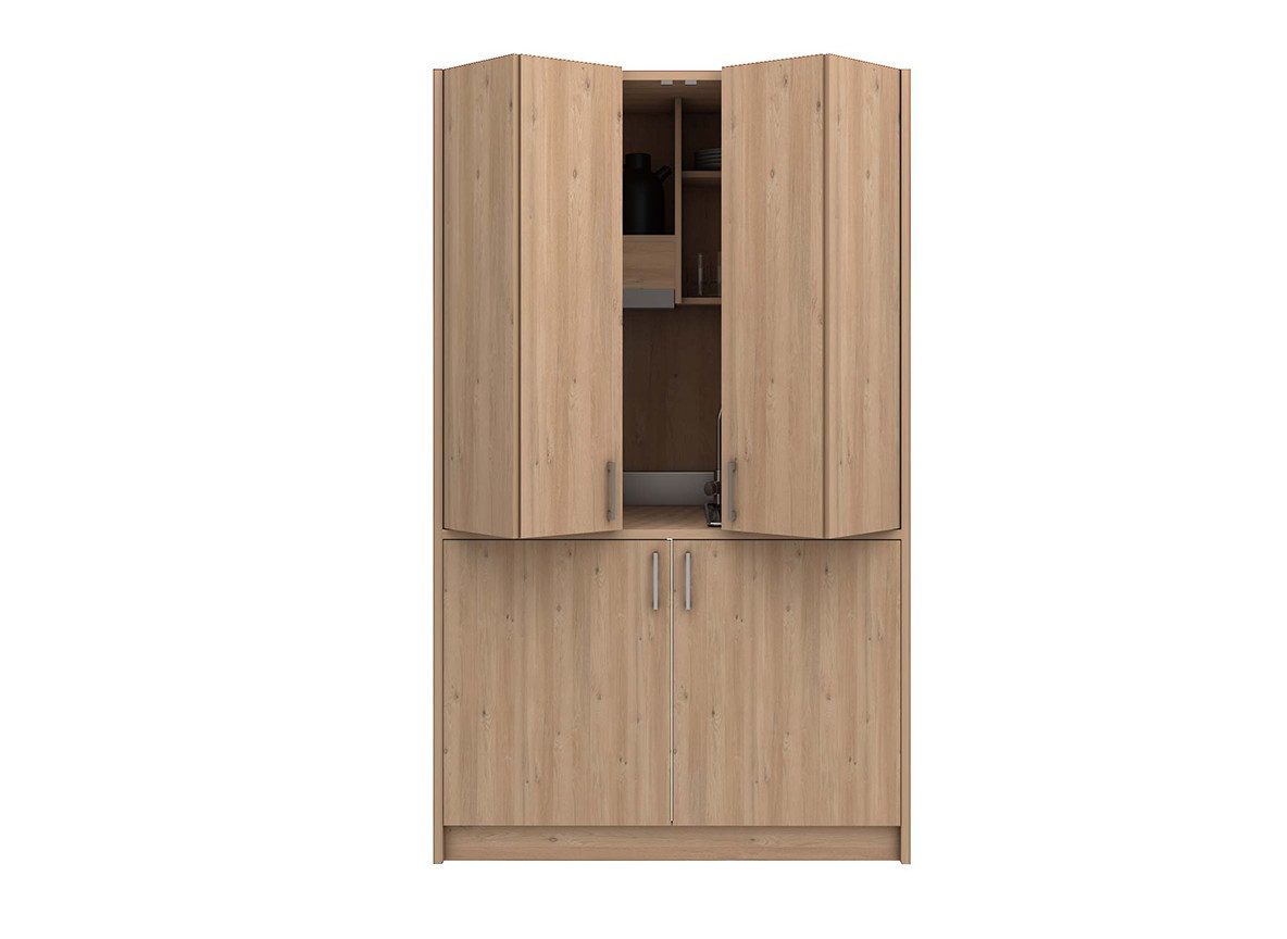 Multimo Pantryküche Multimo Vento Miniküche mit Schiebetüren für Studio-Apartments, Schiebetüren