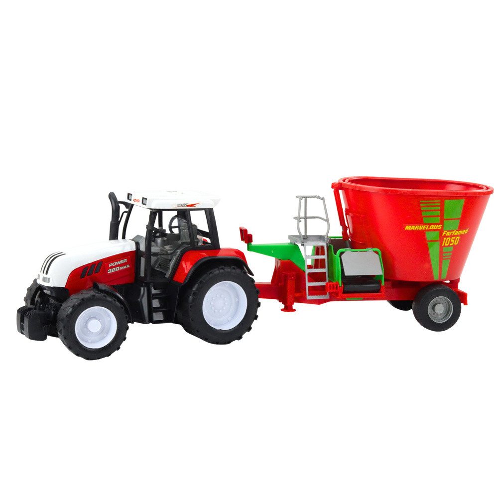LEAN TOYS Anhänger Spielzeugtraktor Futtermischwagen Bauernhoffahrzeug, Spar-Set, 1-tlg., 60 x 18 x 16 cm robust, Antrieb, Futtermischwagen, 60 cm