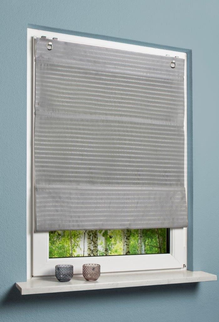 Clever-Kauf-24 Raffrollo Magnetrollo Jacob grau, mit Ösen, halbtransparent günstig online kaufen